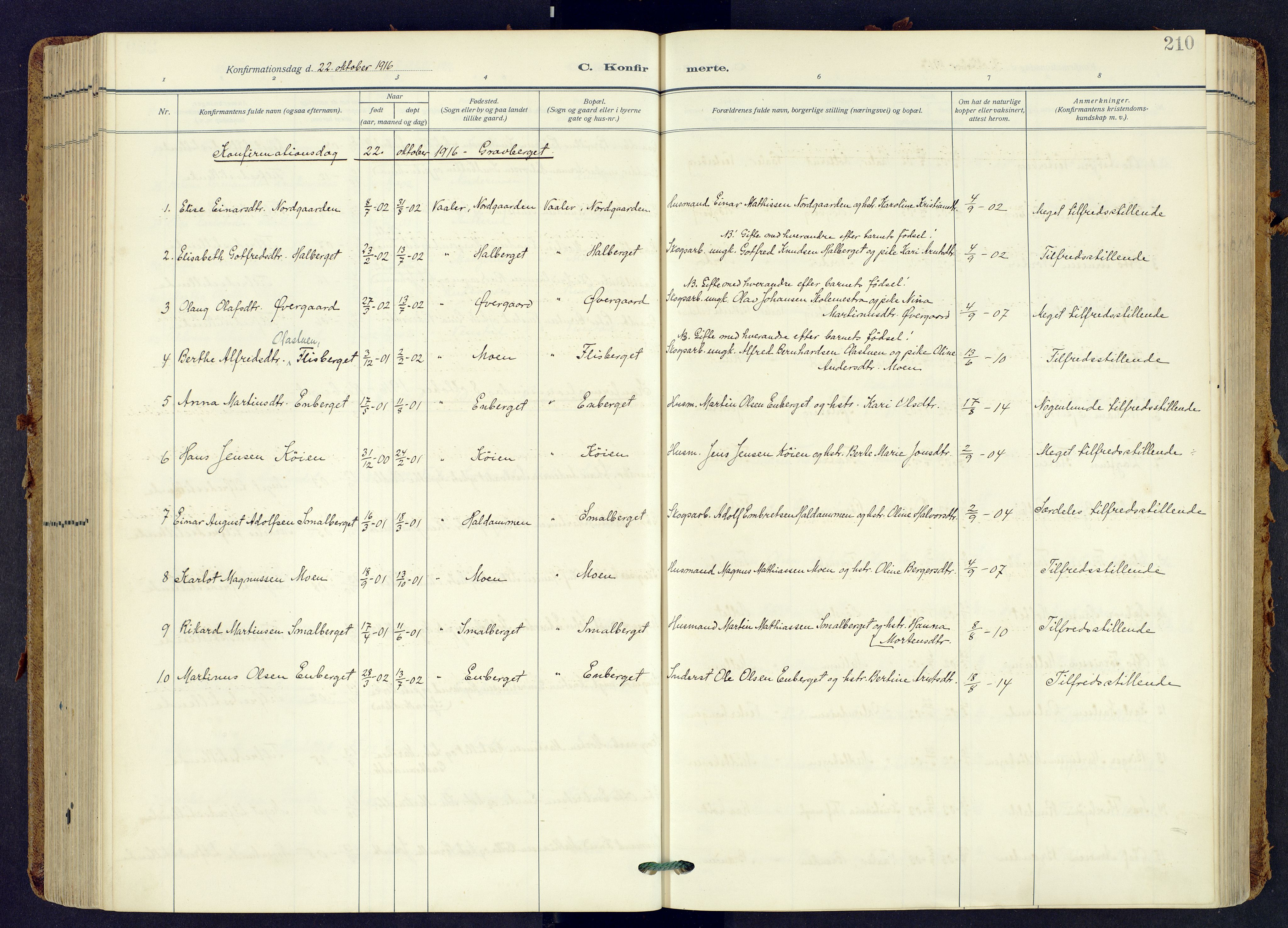 Våler prestekontor, Hedmark, AV/SAH-PREST-040/H/Ha/Haa/L0009: Ministerialbok nr. 9, 1912-1940, s. 210