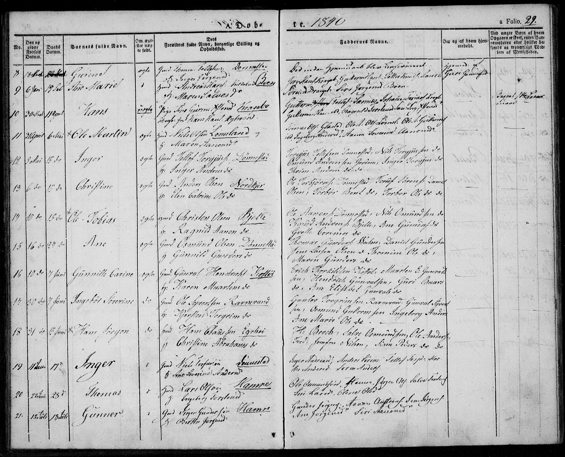 Tveit sokneprestkontor, AV/SAK-1111-0043/F/Fa/L0003: Ministerialbok nr. A 3, 1829-1852, s. 29
