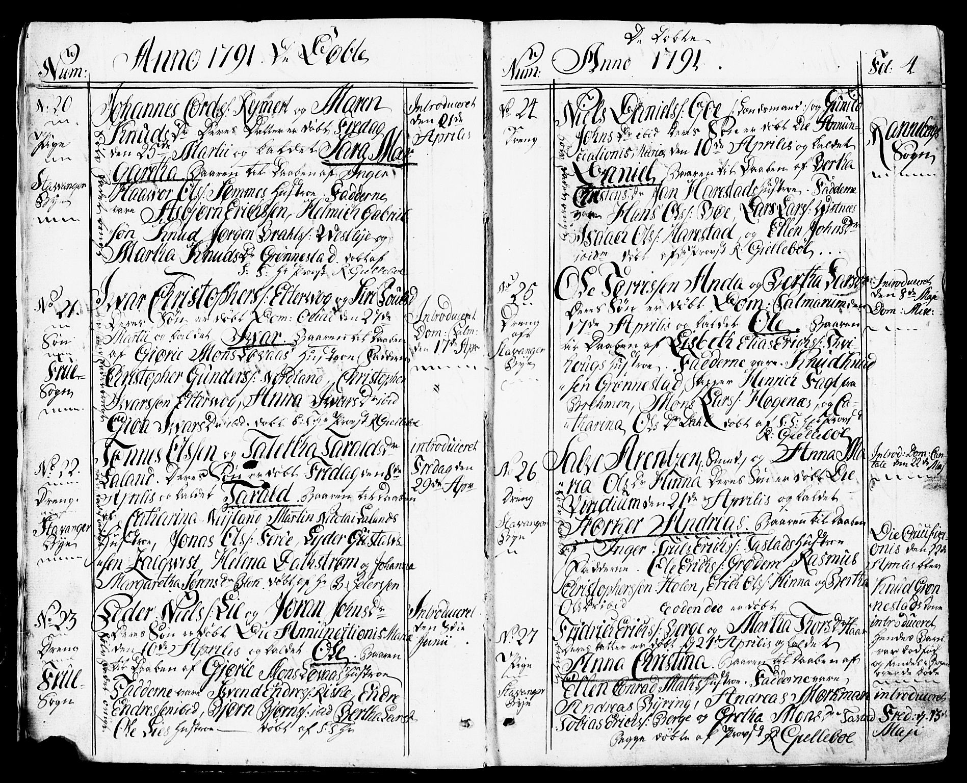 Domkirken sokneprestkontor, AV/SAST-A-101812/001/30/30BB/L0007: Klokkerbok nr. B 7, 1791-1813, s. 4