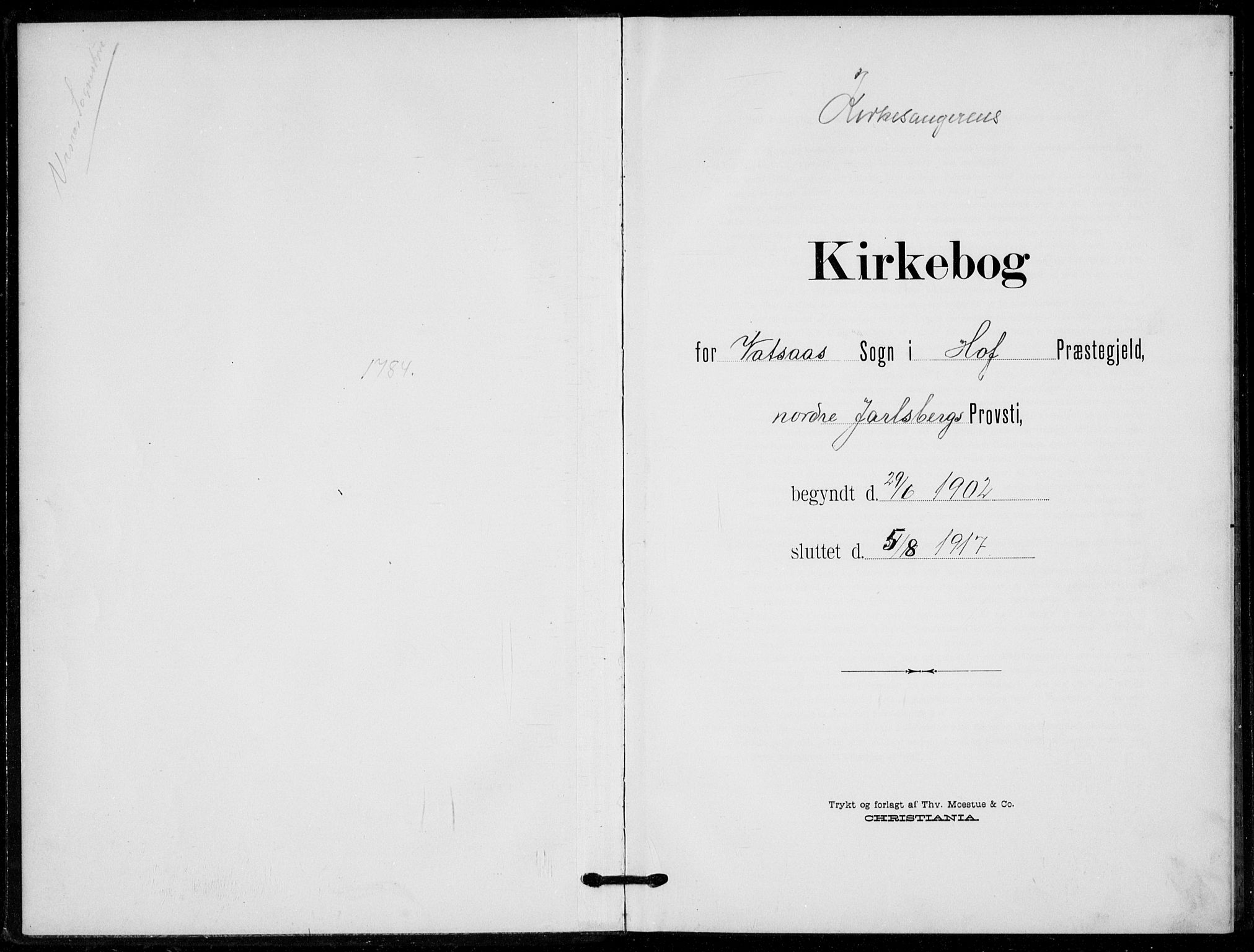 Hof kirkebøker, SAKO/A-64/G/Gb/L0003: Klokkerbok nr. II 3, 1902-1917