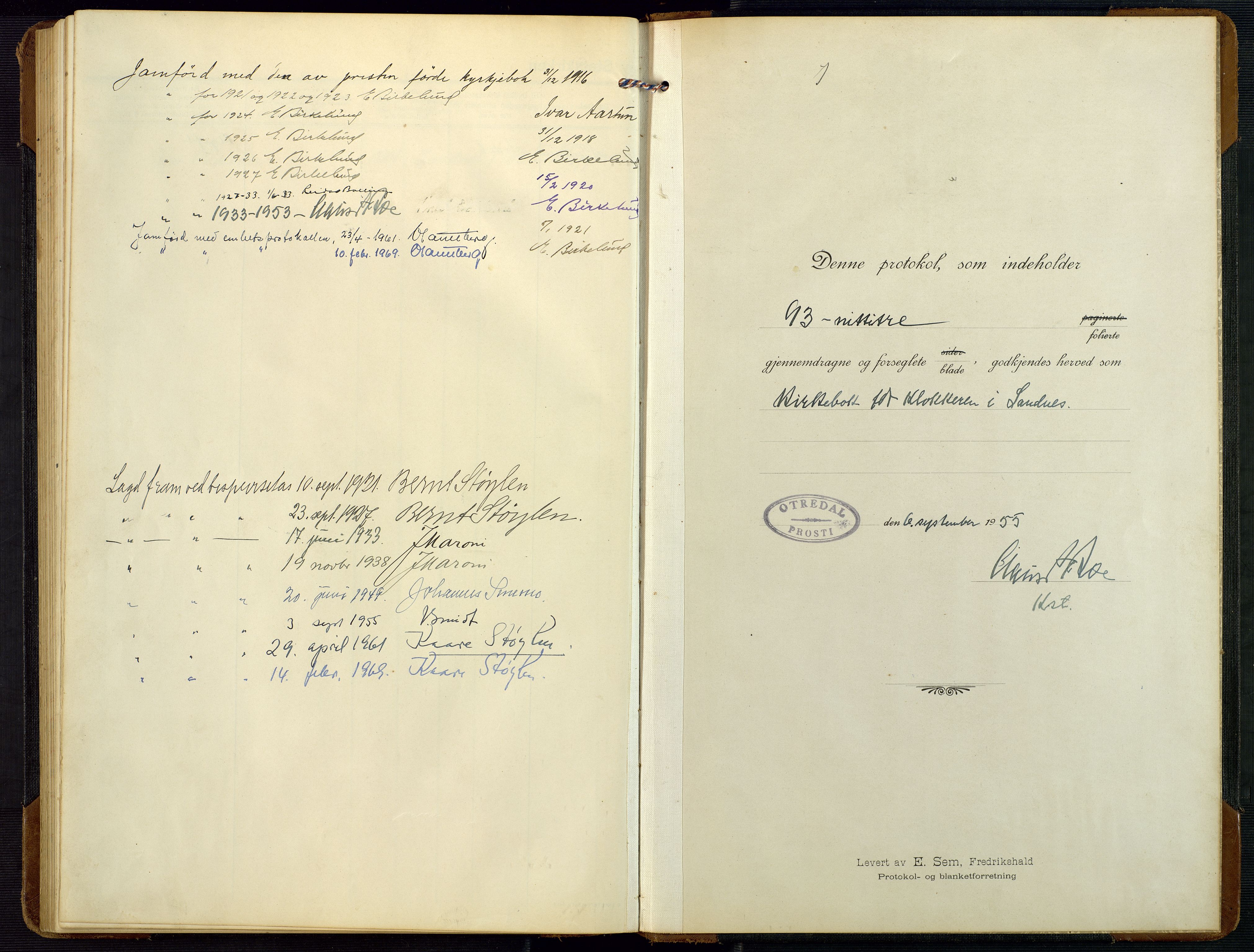 Bygland sokneprestkontor, AV/SAK-1111-0006/F/Fb/Fbc/L0003: Klokkerbok nr. B 3, 1916-1975