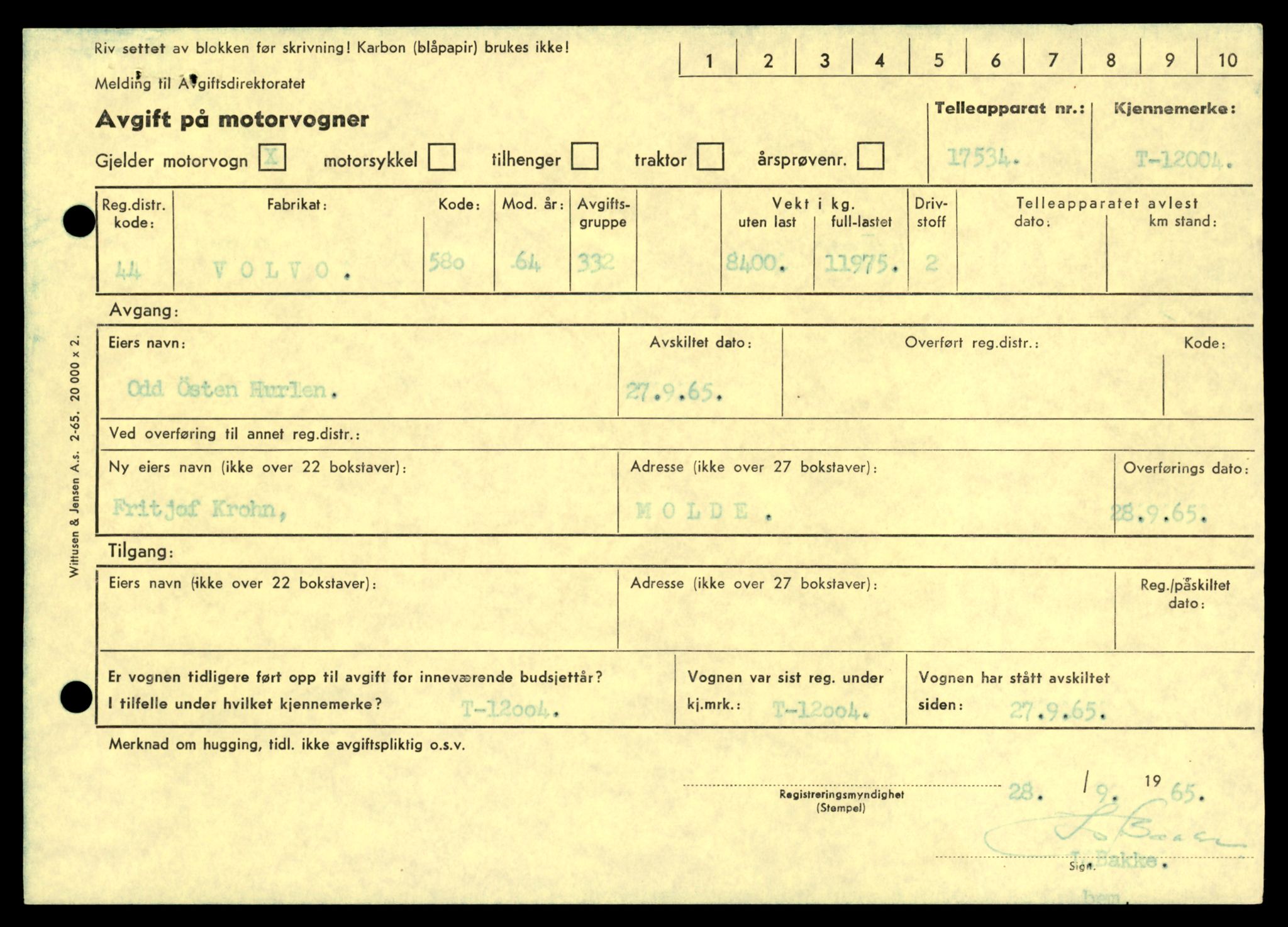 Møre og Romsdal vegkontor - Ålesund trafikkstasjon, AV/SAT-A-4099/F/Fe/L0032: Registreringskort for kjøretøy T 11997 - T 12149, 1927-1998, s. 105