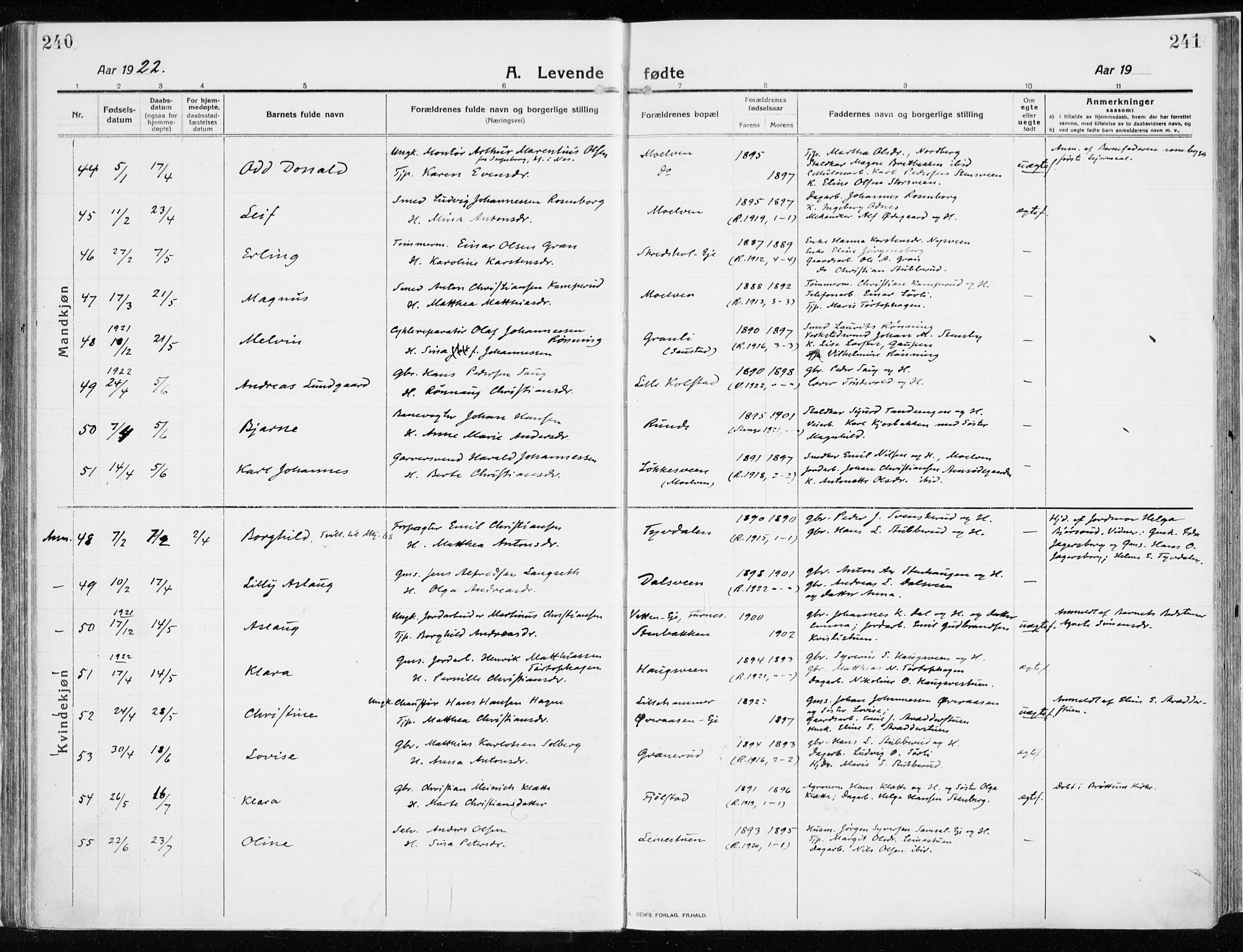 Ringsaker prestekontor, SAH/PREST-014/K/Ka/L0020: Ministerialbok nr. 20, 1913-1922, s. 240-241