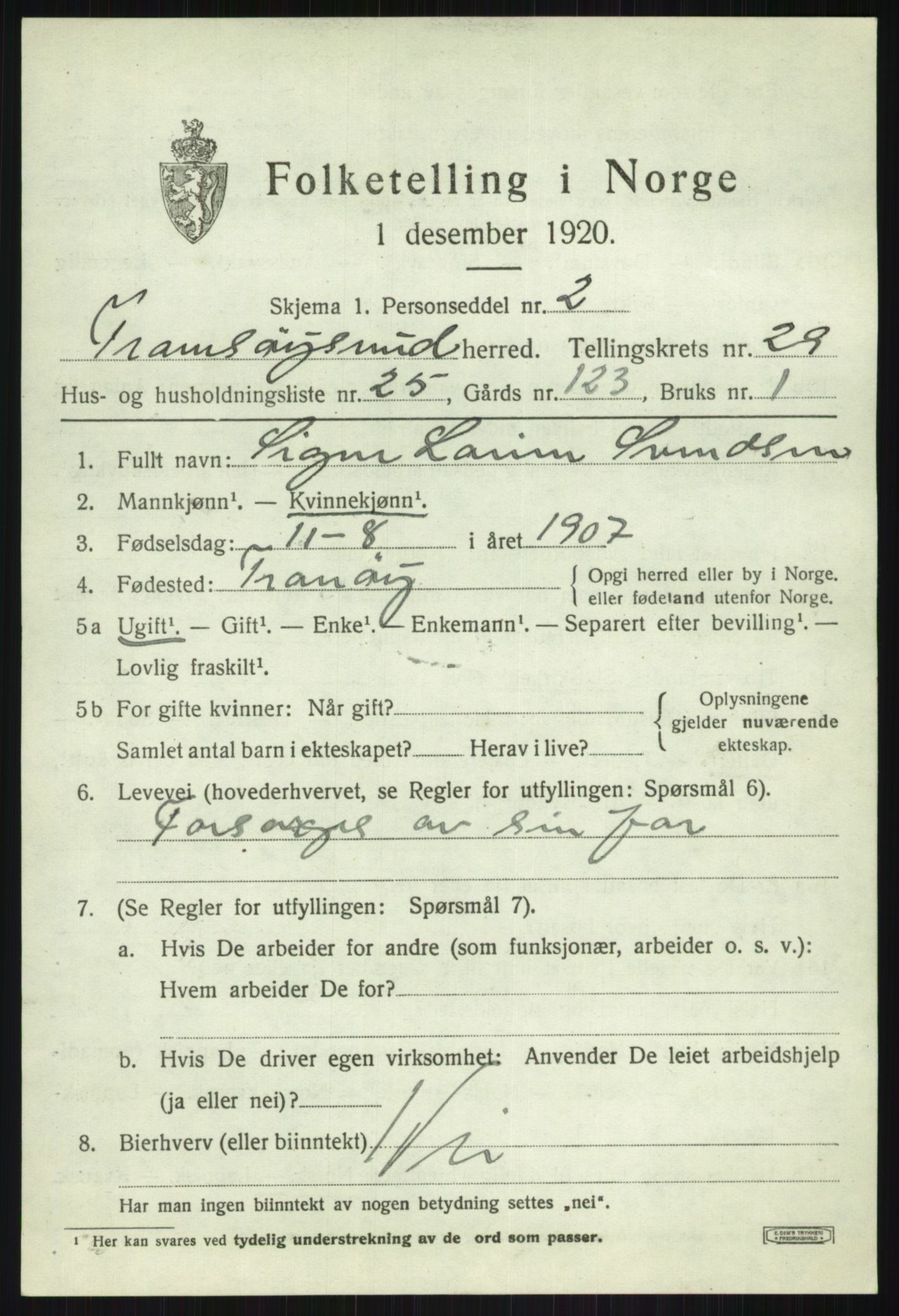 SATØ, Folketelling 1920 for 1934 Tromsøysund herred, 1920, s. 13638