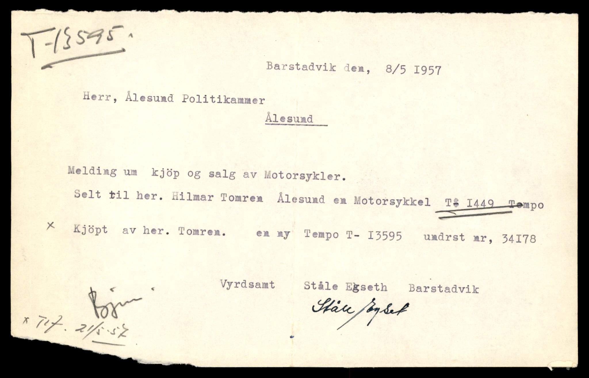 Møre og Romsdal vegkontor - Ålesund trafikkstasjon, AV/SAT-A-4099/F/Fe/L0038: Registreringskort for kjøretøy T 13180 - T 13360, 1927-1998, s. 333