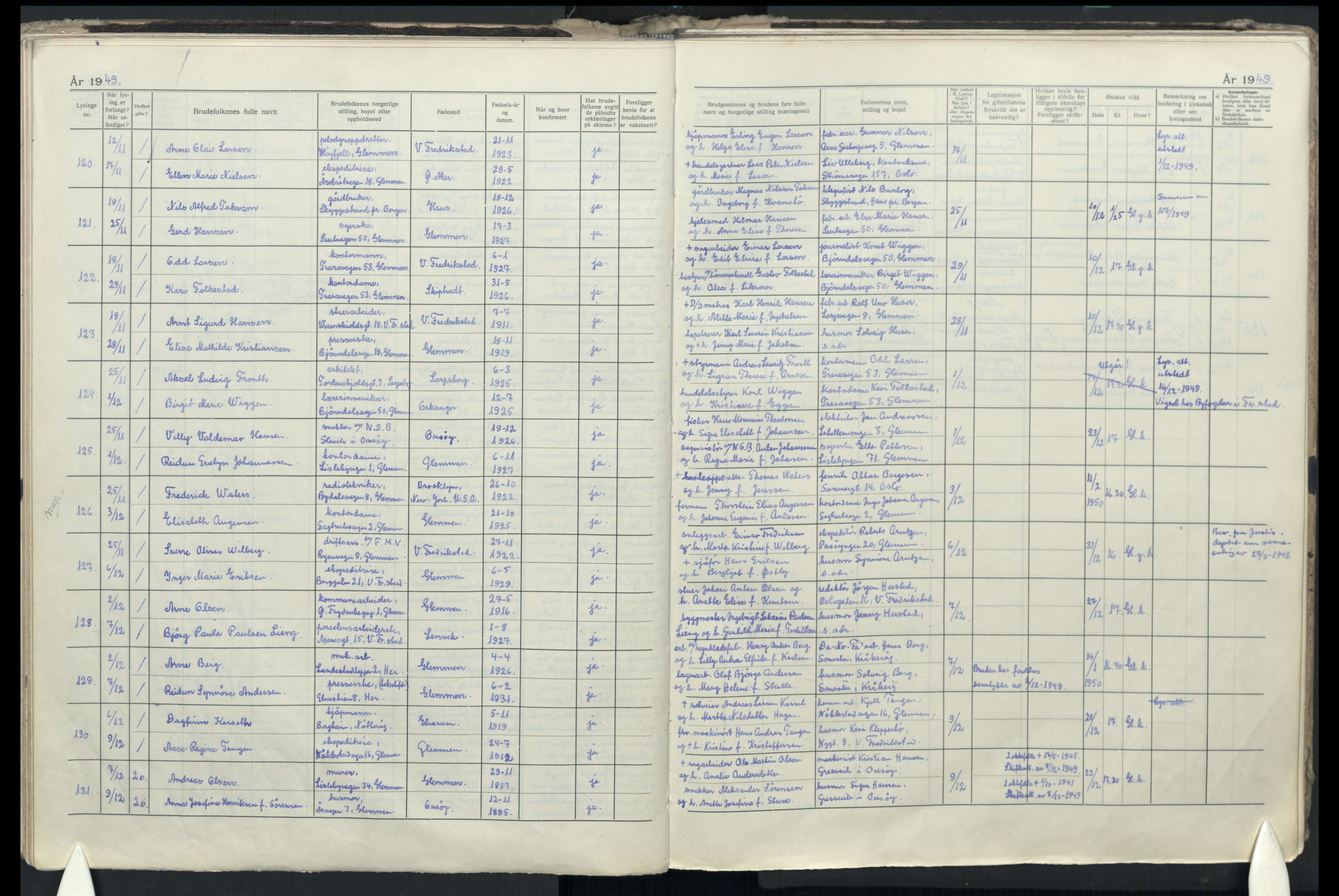 Glemmen prestekontor Kirkebøker, SAO/A-10908/H/Ha/L0004: Lysningsprotokoll nr. 4, 1942-1965