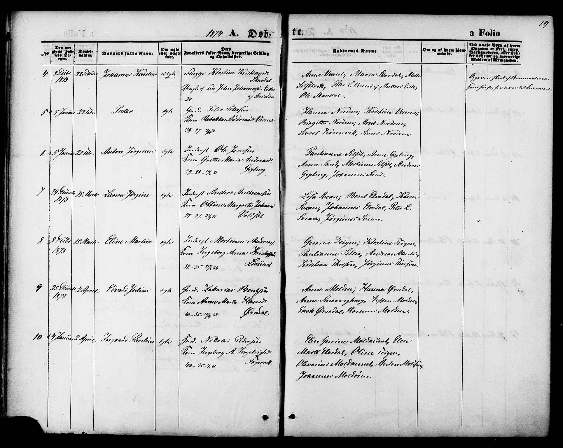Ministerialprotokoller, klokkerbøker og fødselsregistre - Nord-Trøndelag, SAT/A-1458/744/L0419: Ministerialbok nr. 744A03, 1867-1881, s. 19