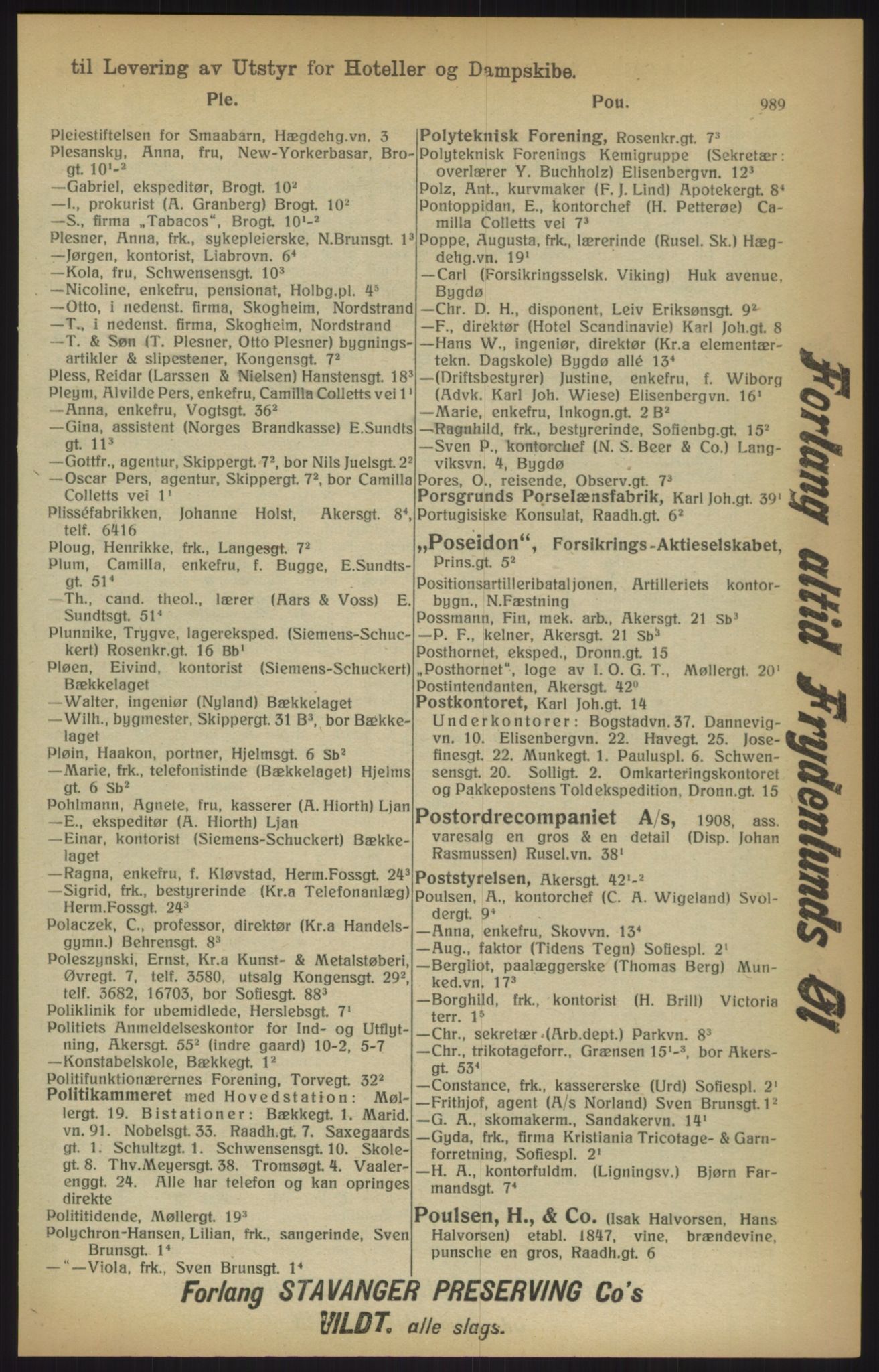 Kristiania/Oslo adressebok, PUBL/-, 1915, s. 989
