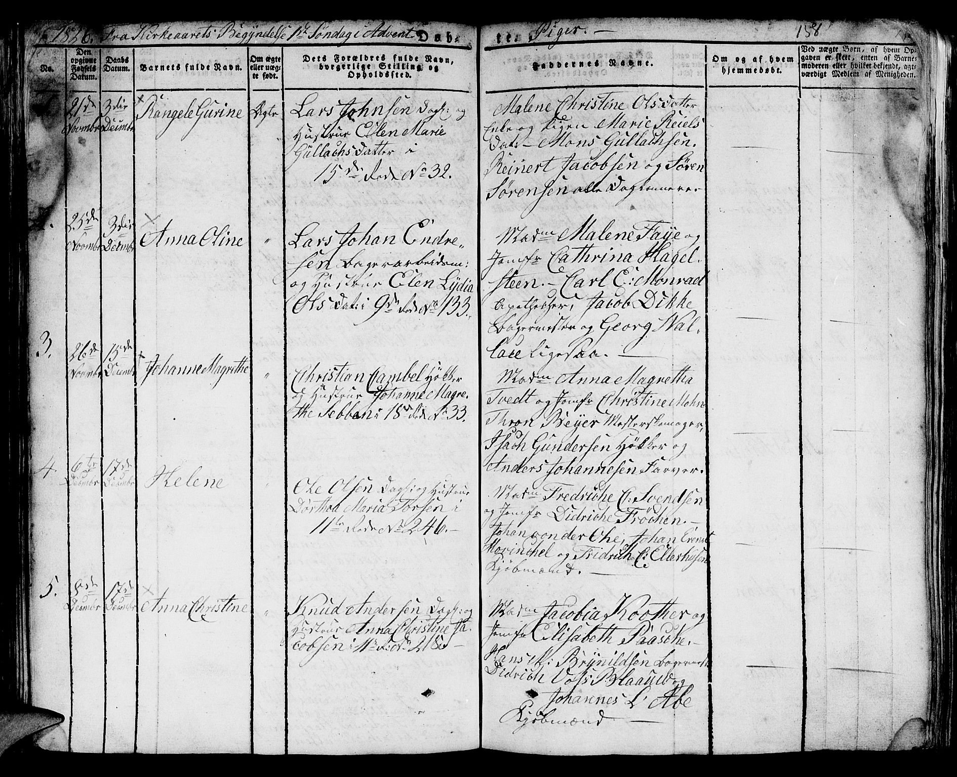 Domkirken sokneprestembete, AV/SAB-A-74801/H/Hab/L0005: Klokkerbok nr. A 5, 1821-1830, s. 158