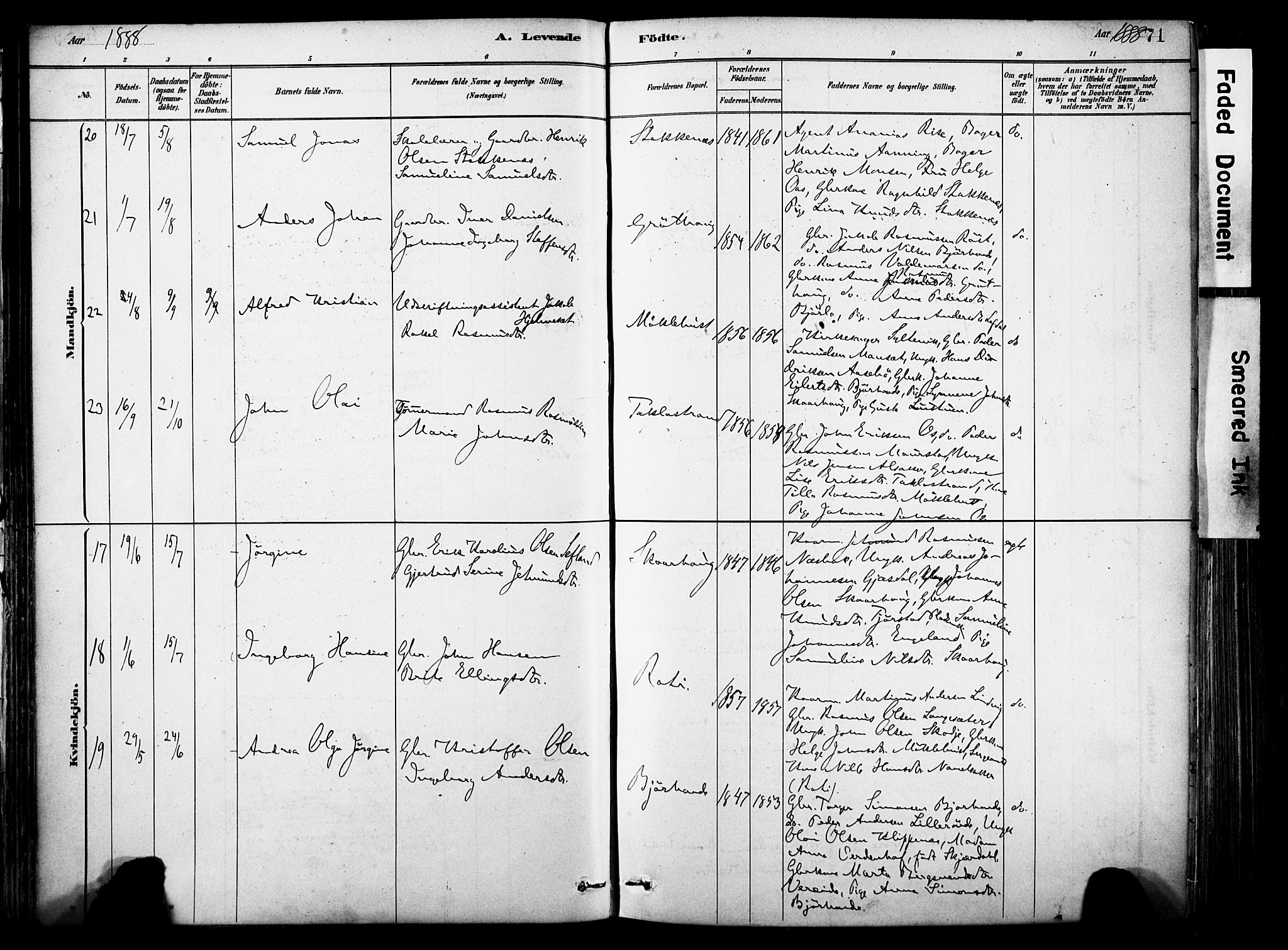 Eid sokneprestembete, AV/SAB-A-82301/H/Haa/Haab/L0001: Ministerialbok nr. B 1, 1879-1906, s. 71