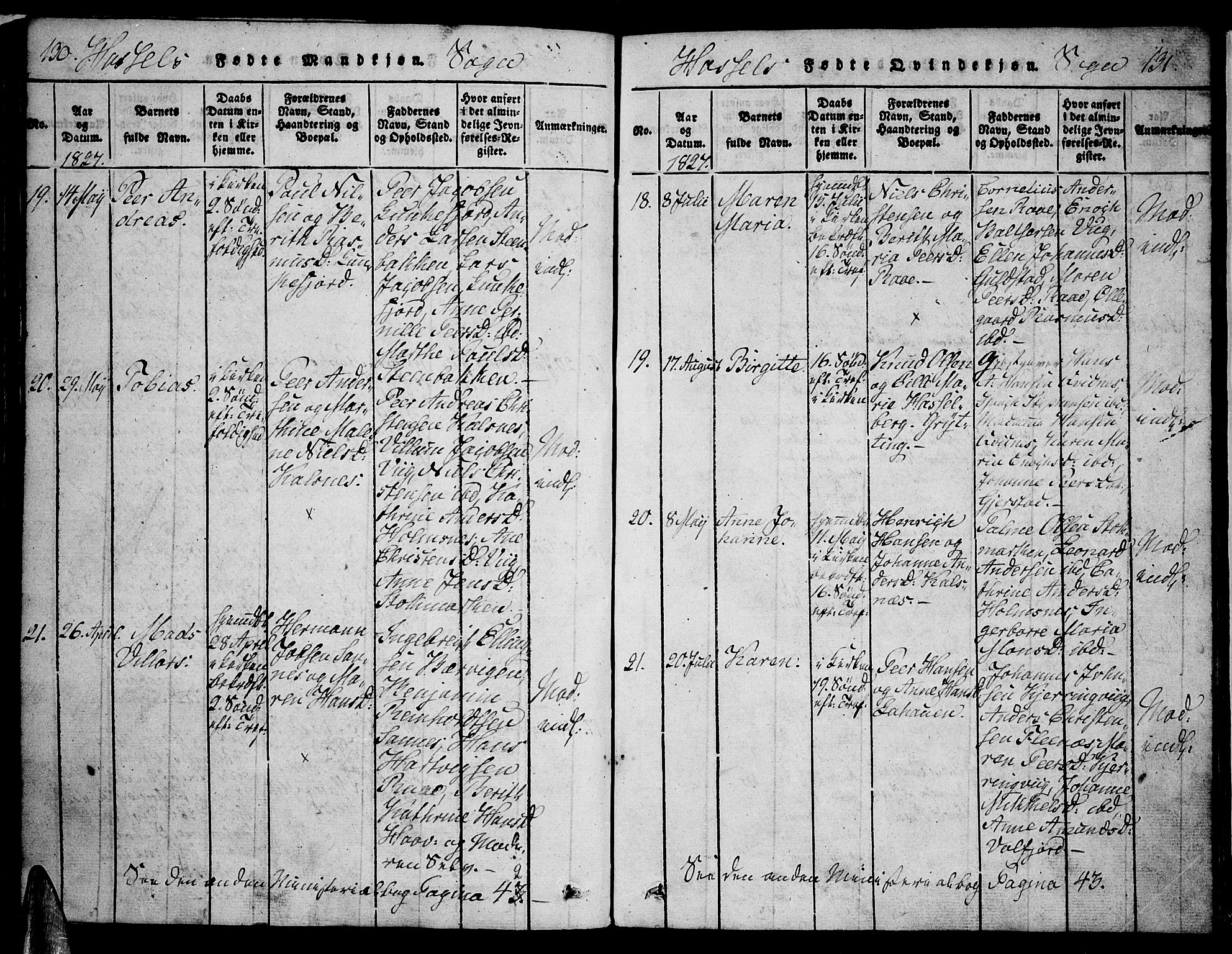 Ministerialprotokoller, klokkerbøker og fødselsregistre - Nordland, AV/SAT-A-1459/888/L1237: Ministerialbok nr. 888A05 /1, 1820-1836, s. 130-131