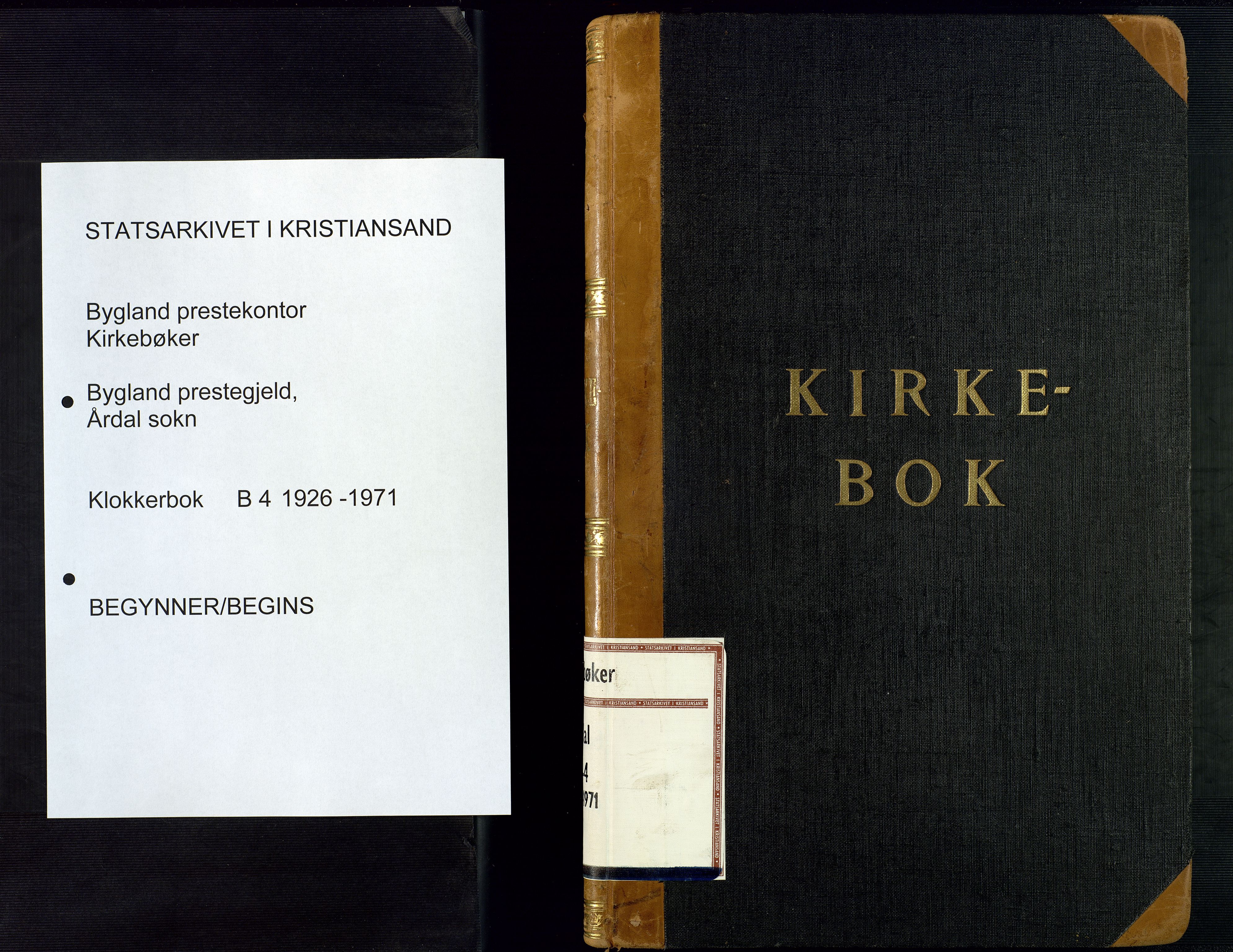 Bygland sokneprestkontor, SAK/1111-0006/F/Fb/Fbd/L0004: Klokkerbok nr. B 4, 1926-1971