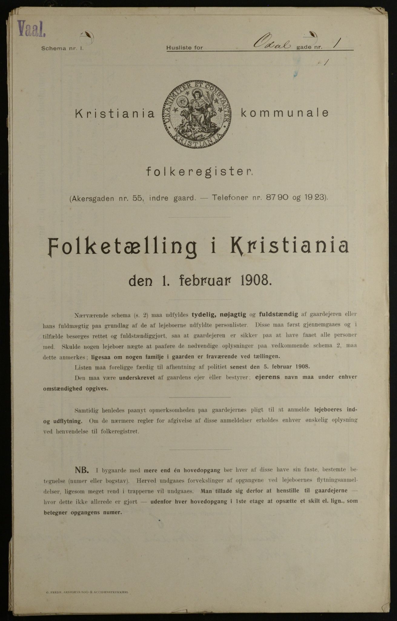 OBA, Kommunal folketelling 1.2.1908 for Kristiania kjøpstad, 1908, s. 66843