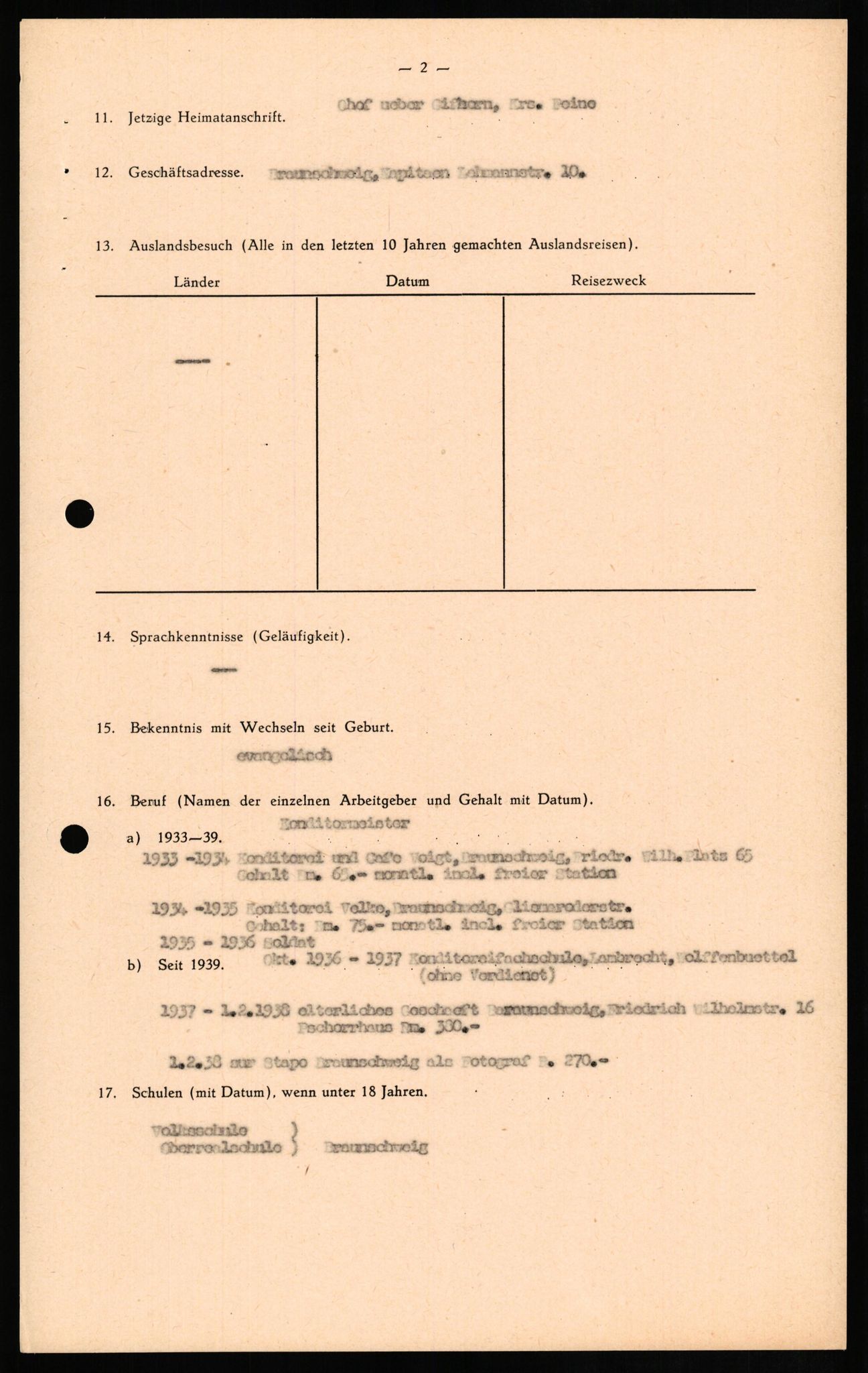 Forsvaret, Forsvarets overkommando II, RA/RAFA-3915/D/Db/L0014: CI Questionaires. Tyske okkupasjonsstyrker i Norge. Tyskere., 1945-1946, s. 442