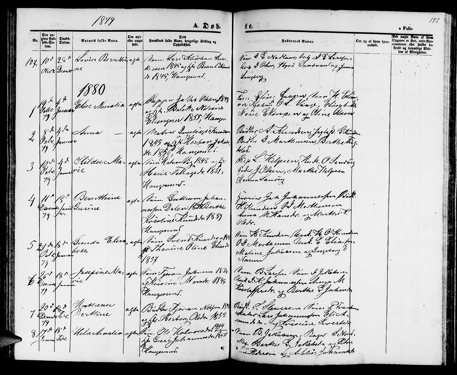 Haugesund sokneprestkontor, AV/SAST-A -101863/H/Ha/Hab/L0001: Klokkerbok nr. B 1, 1873-1881, s. 197