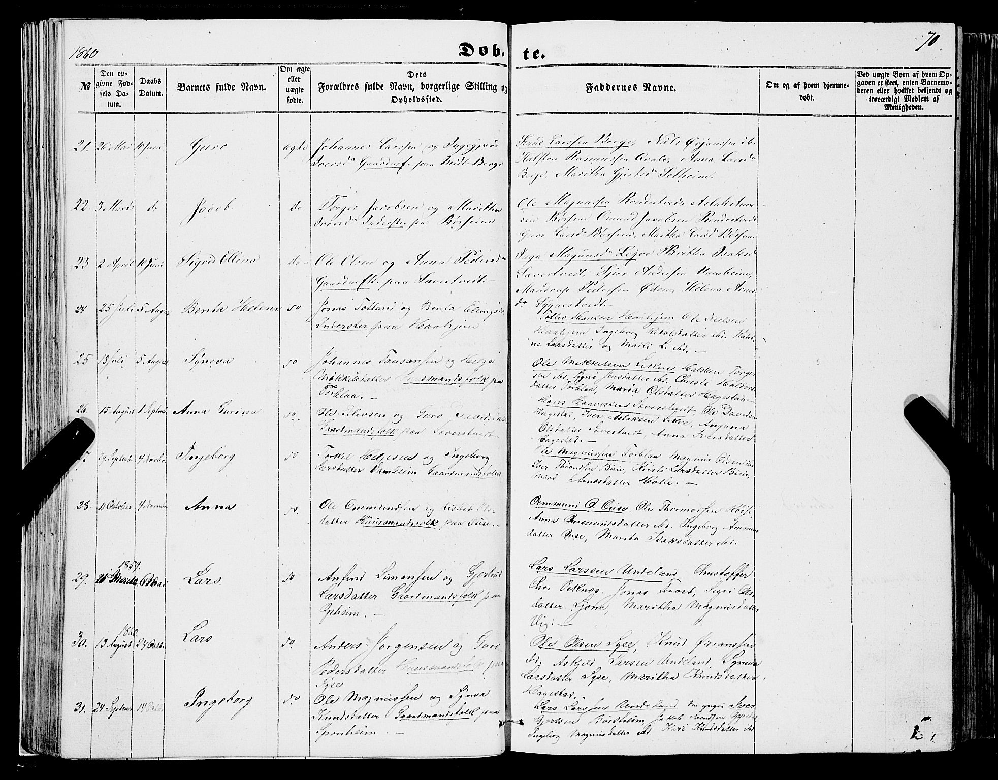 Ulvik sokneprestembete, AV/SAB-A-78801/H/Haa: Ministerialbok nr. A 13, 1853-1863, s. 70