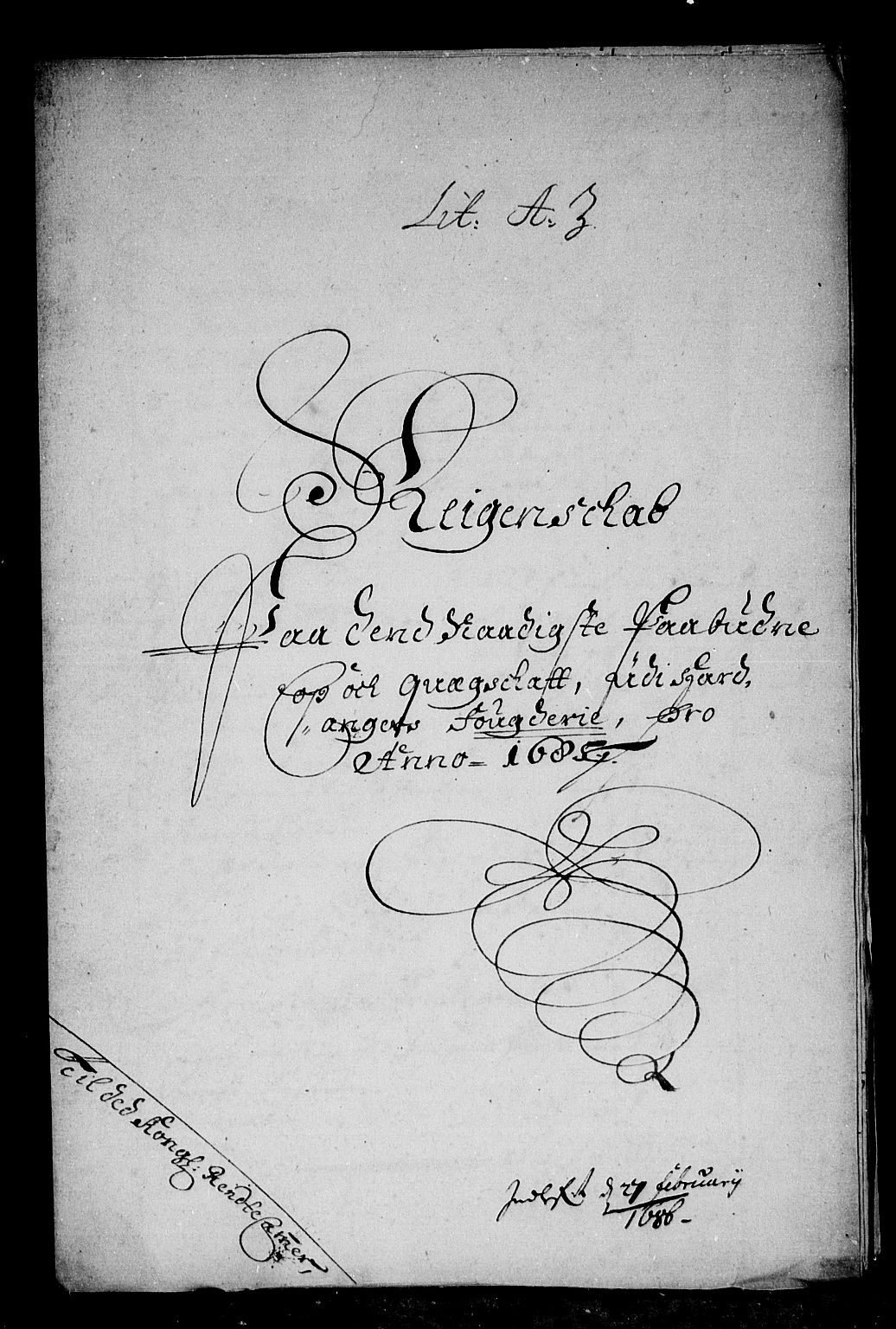 Rentekammeret inntil 1814, Reviderte regnskaper, Stiftamtstueregnskaper, Bergen stiftamt, RA/EA-6043/R/Rc/L0078: Bergen stiftamt, 1685