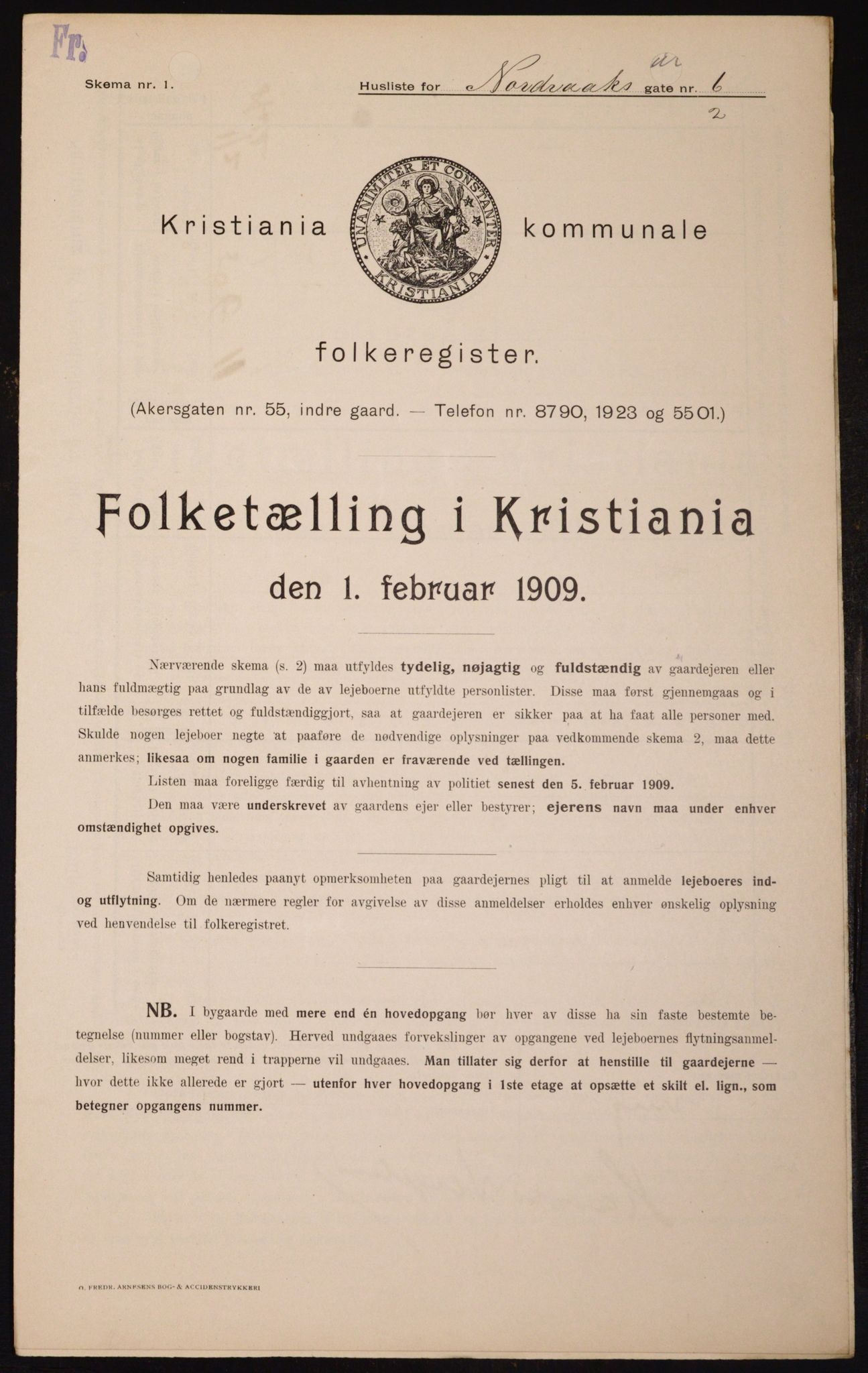 OBA, Kommunal folketelling 1.2.1909 for Kristiania kjøpstad, 1909, s. 66898