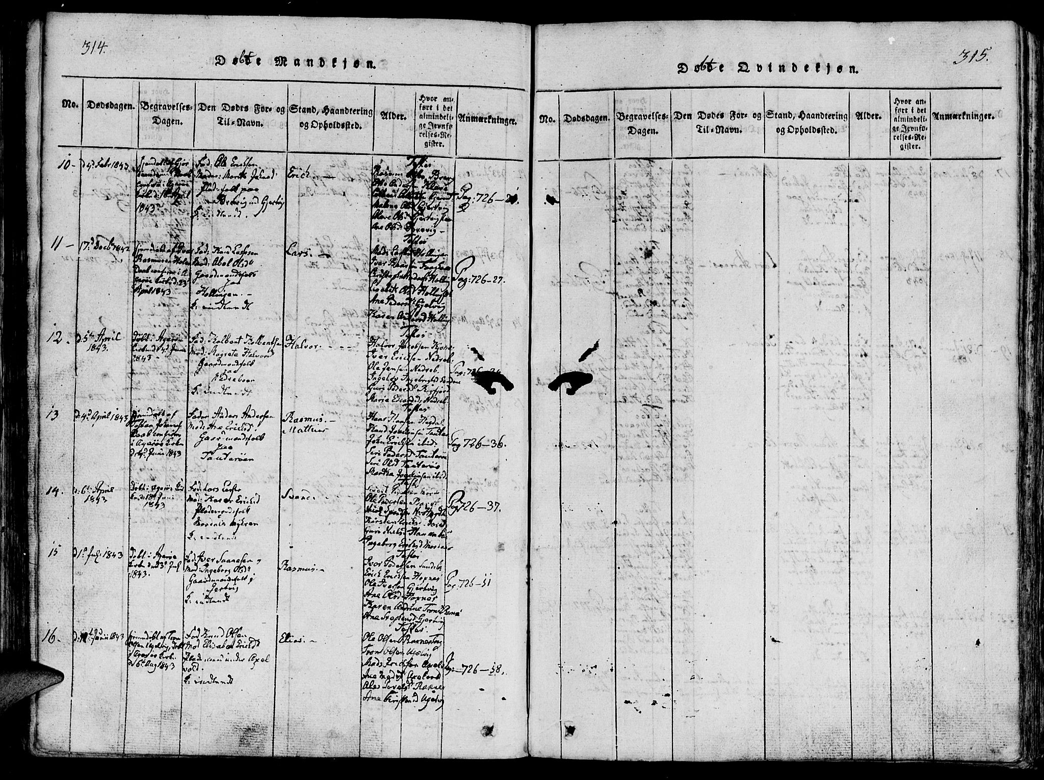 Ministerialprotokoller, klokkerbøker og fødselsregistre - Møre og Romsdal, AV/SAT-A-1454/560/L0718: Ministerialbok nr. 560A02, 1817-1844, s. 314-315