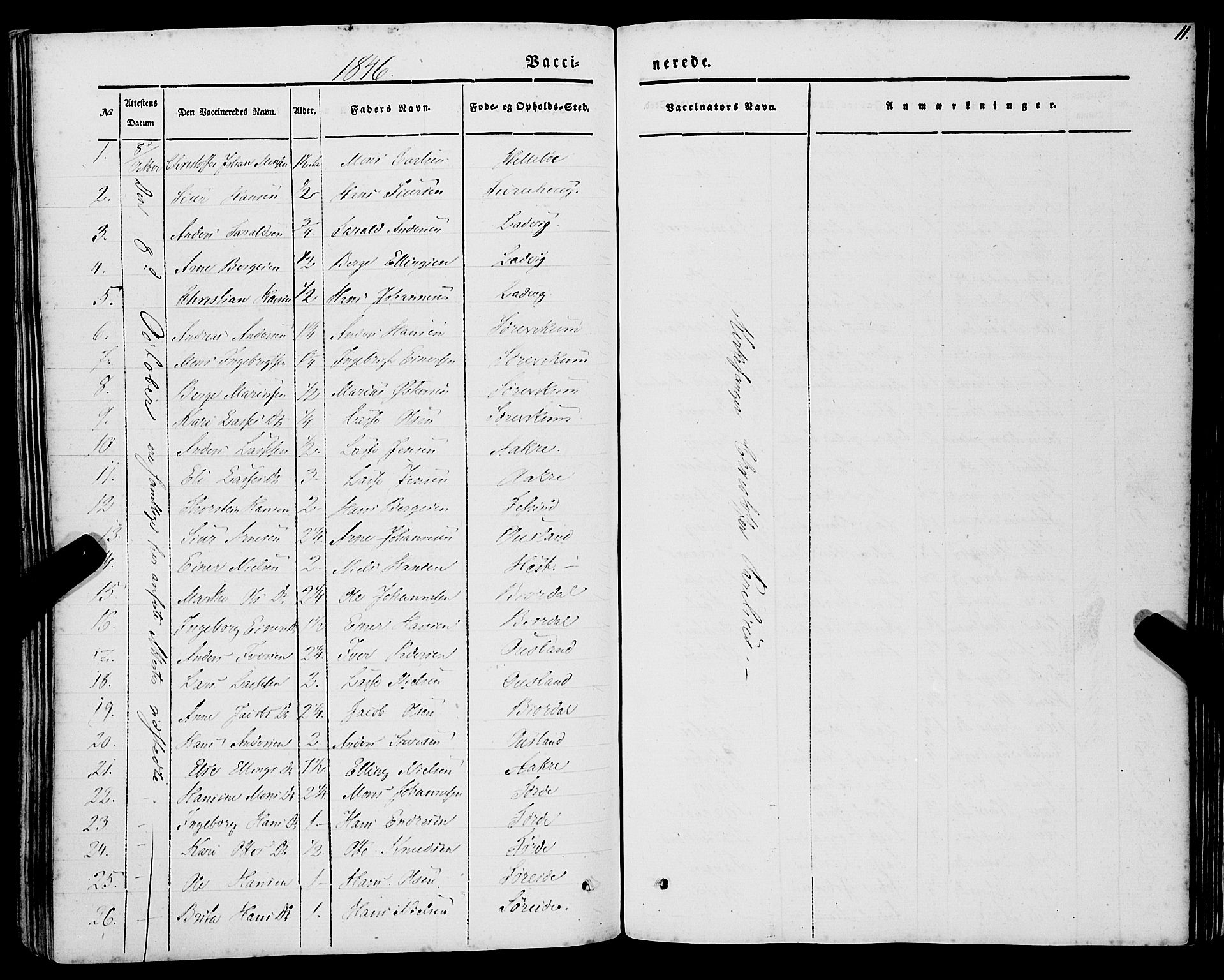 Lavik sokneprestembete, AV/SAB-A-80901: Ministerialbok nr. A 3, 1843-1863, s. 11