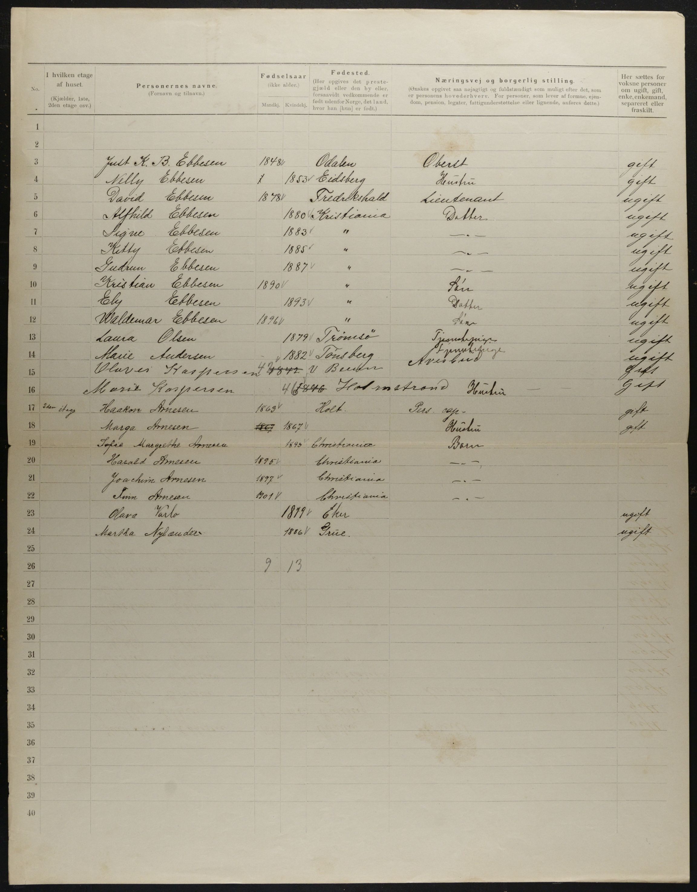 OBA, Kommunal folketelling 31.12.1901 for Kristiania kjøpstad, 1901, s. 3872