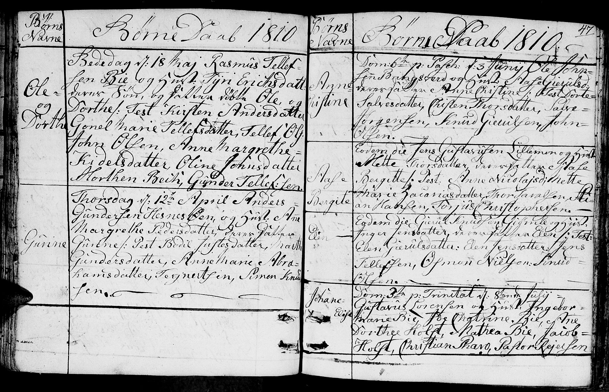 Fjære sokneprestkontor, AV/SAK-1111-0011/F/Fb/L0006: Klokkerbok nr. B 6, 1803-1817, s. 47