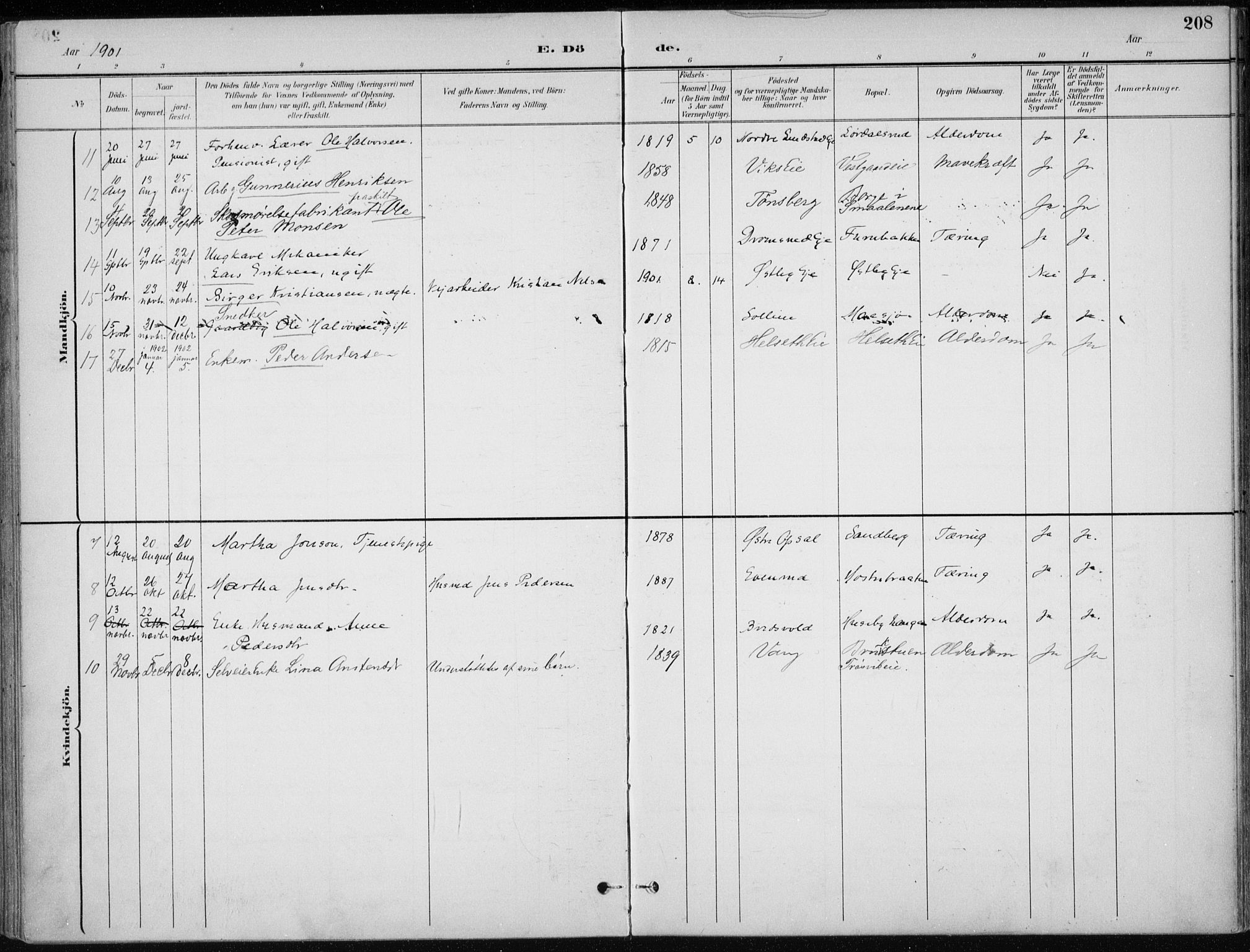 Stange prestekontor, AV/SAH-PREST-002/K/L0023: Ministerialbok nr. 23, 1897-1920, s. 208