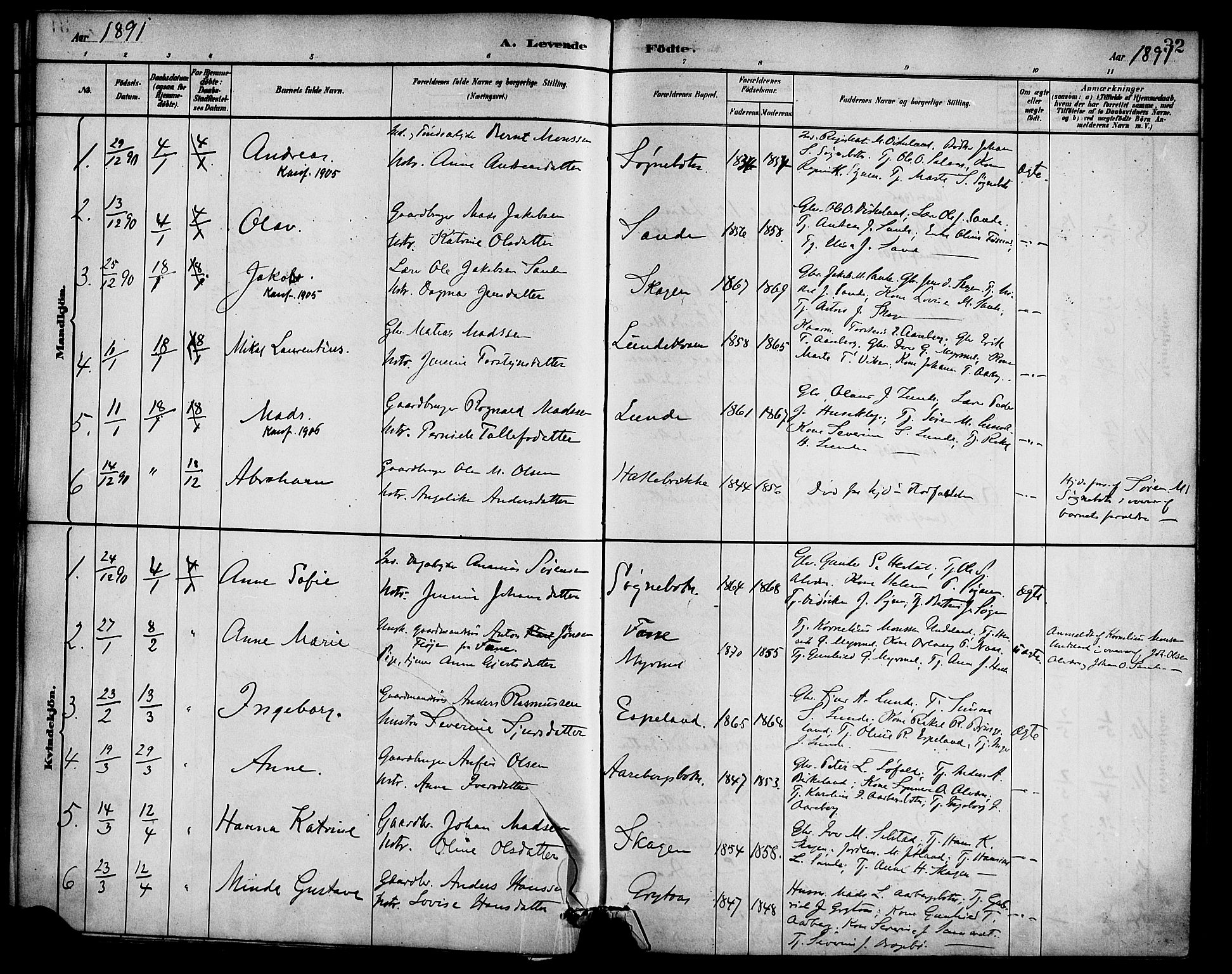 Gaular sokneprestembete, AV/SAB-A-80001/H/Haa: Ministerialbok nr. B 1, 1882-1897, s. 32