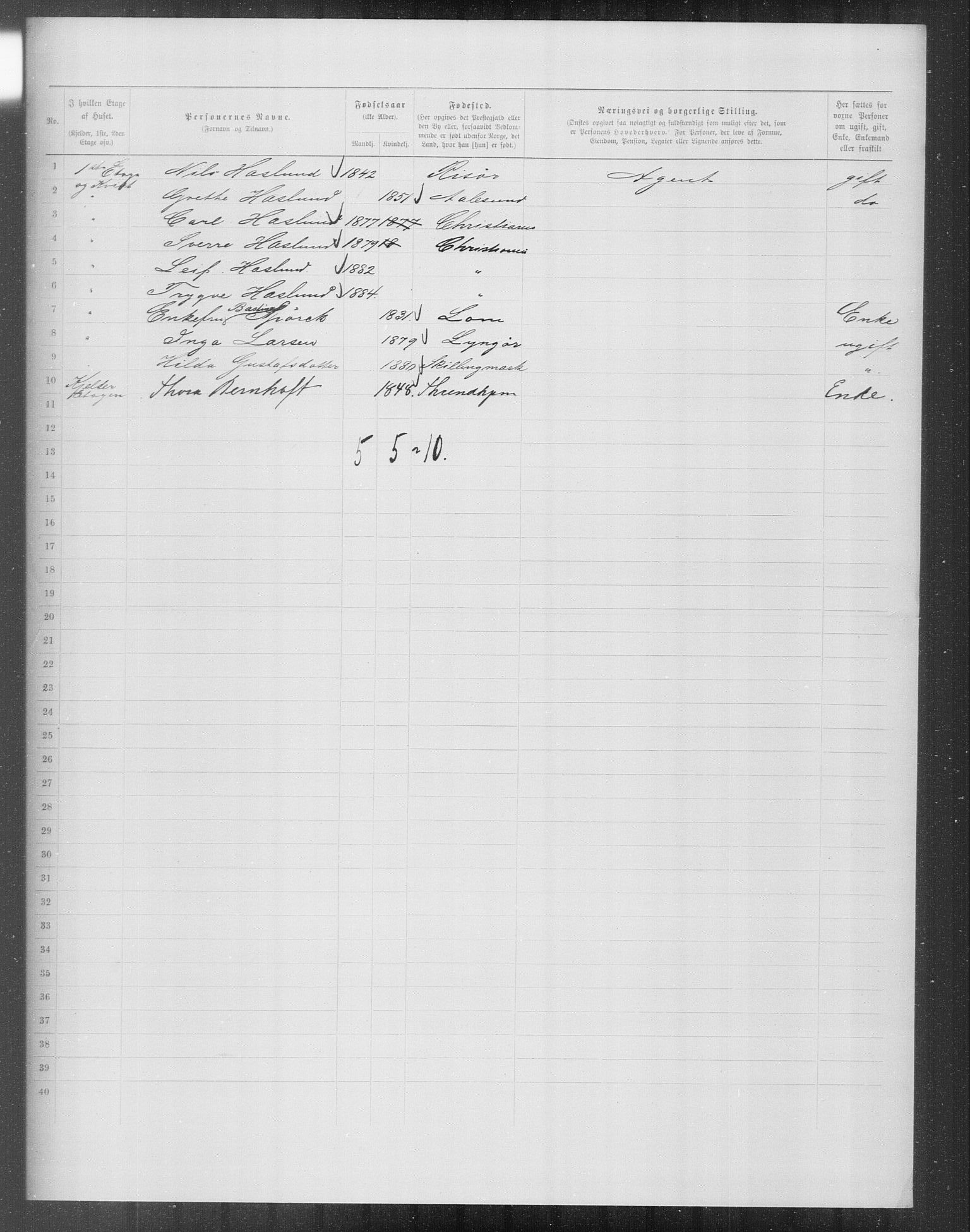 OBA, Kommunal folketelling 31.12.1899 for Kristiania kjøpstad, 1899, s. 11805