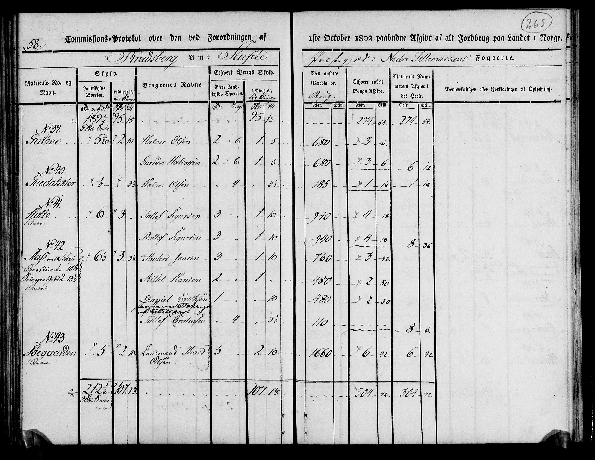 Rentekammeret inntil 1814, Realistisk ordnet avdeling, AV/RA-EA-4070/N/Ne/Nea/L0070: og 0071: Nedre Telemarken og Bamble fogderi. Kommisjonsprotokoll for Gjerpen, Solum, Holla, Bø, Sauherad og Heddal prestegjeld., 1803, s. 154