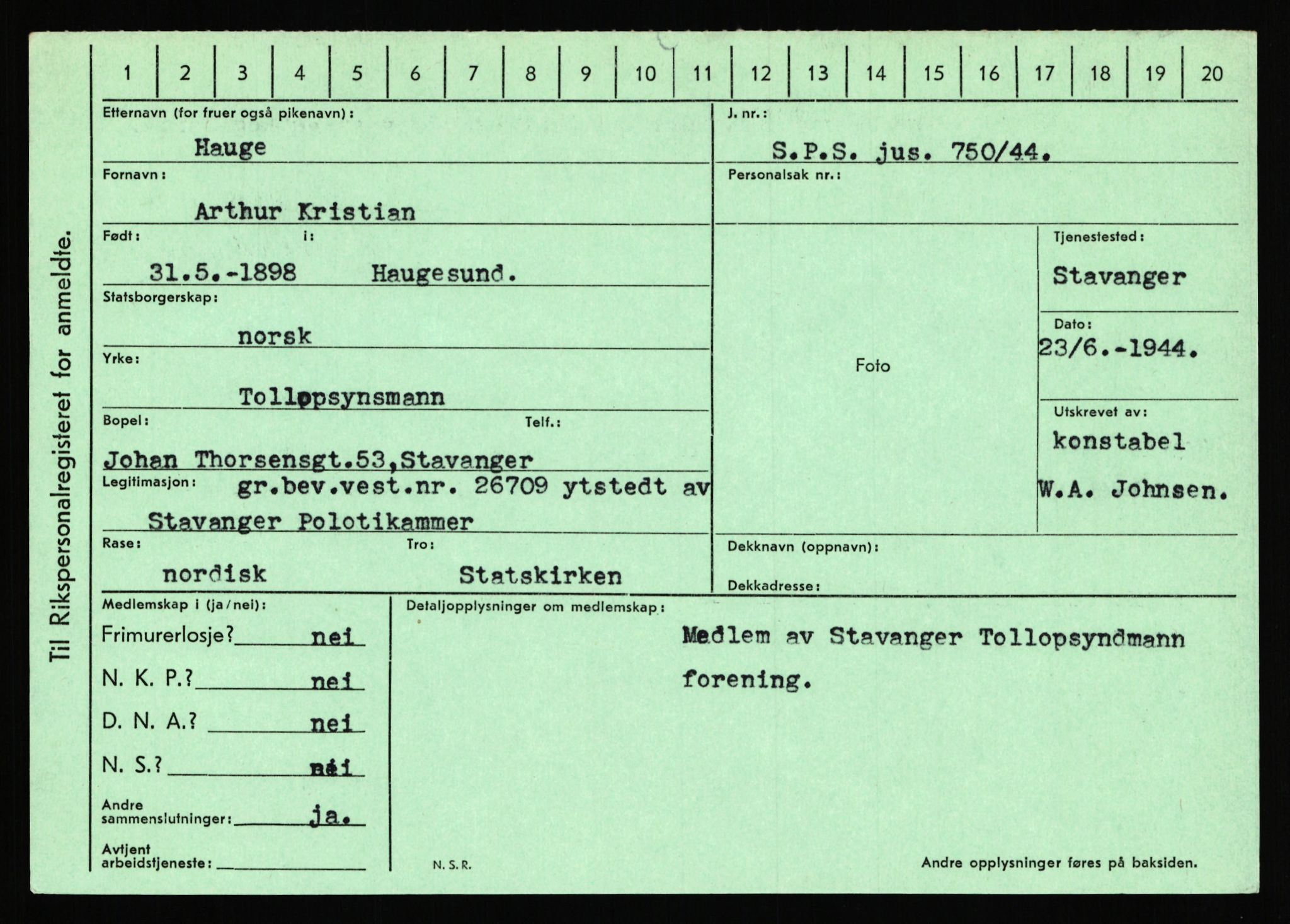 Statspolitiet - Hovedkontoret / Osloavdelingen, AV/RA-S-1329/C/Ca/L0006: Hanche - Hokstvedt, 1943-1945, s. 2245