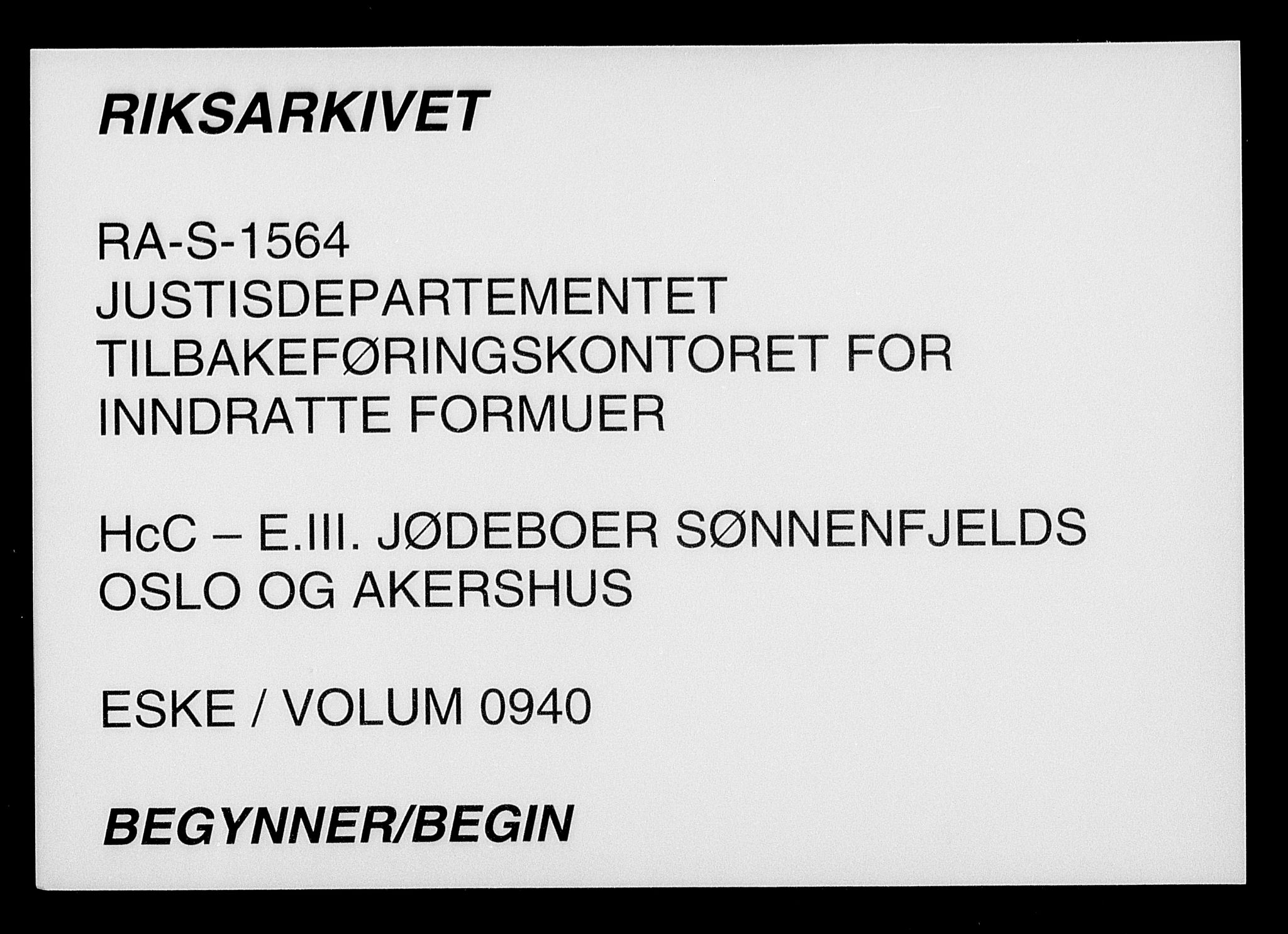 Justisdepartementet, Tilbakeføringskontoret for inndratte formuer, RA/S-1564/H/Hc/Hcc/L0940: --, 1945-1947, s. 1