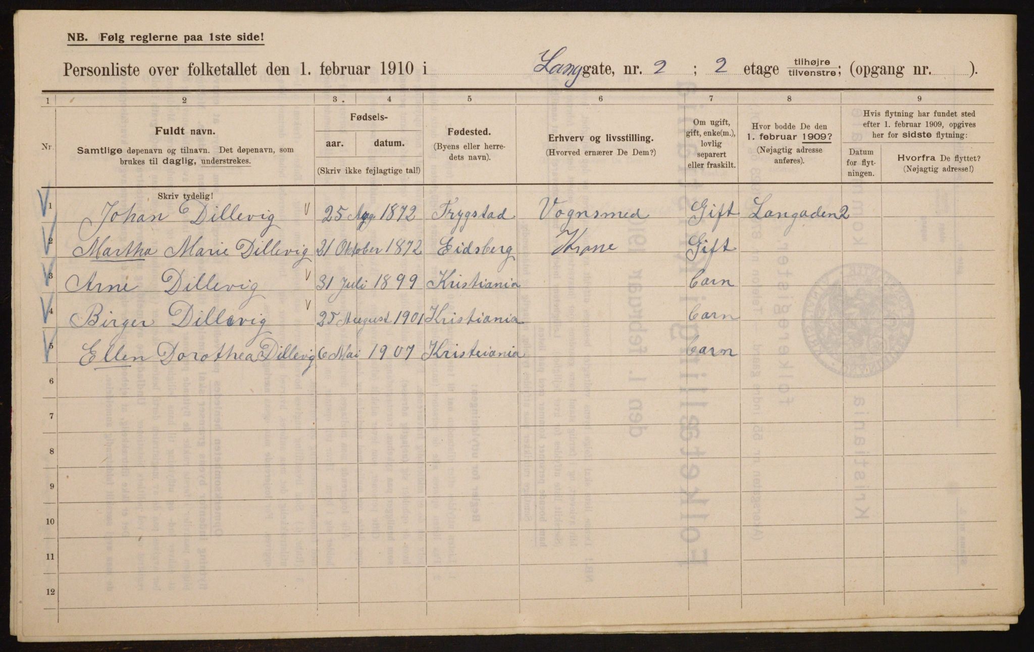 OBA, Kommunal folketelling 1.2.1910 for Kristiania, 1910, s. 54462