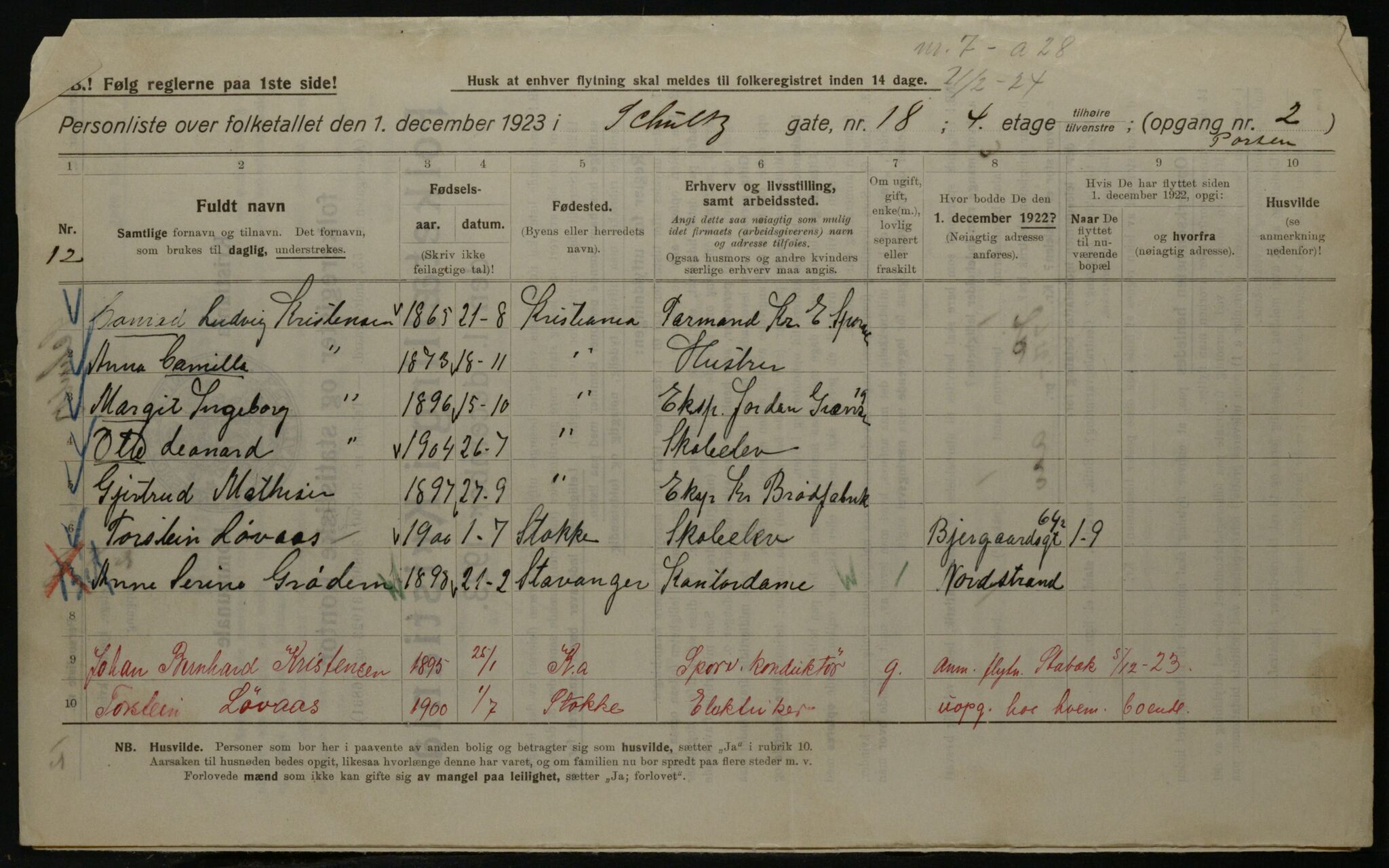 OBA, Kommunal folketelling 1.12.1923 for Kristiania, 1923, s. 100675