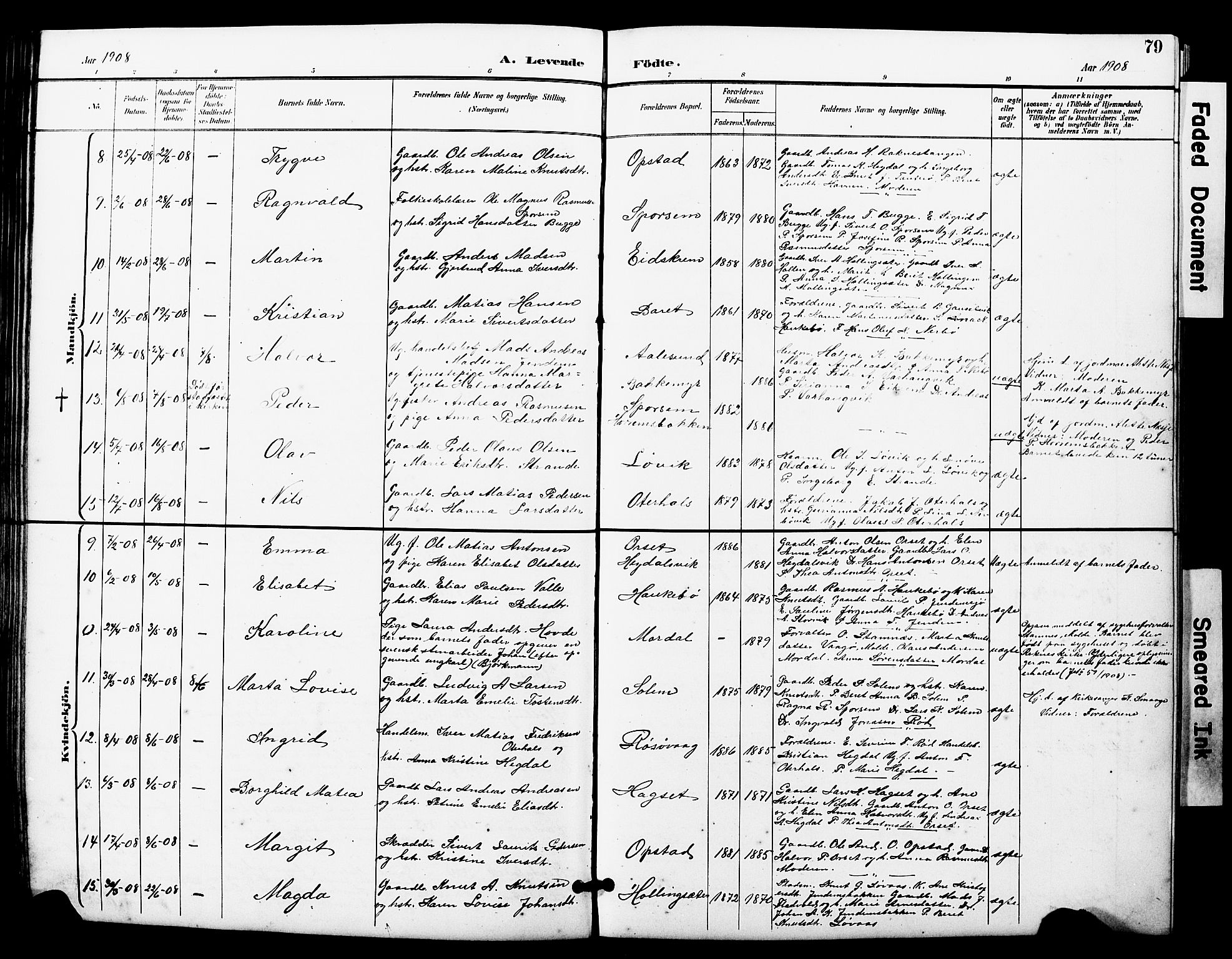 Ministerialprotokoller, klokkerbøker og fødselsregistre - Møre og Romsdal, SAT/A-1454/560/L0725: Klokkerbok nr. 560C02, 1895-1930, s. 79