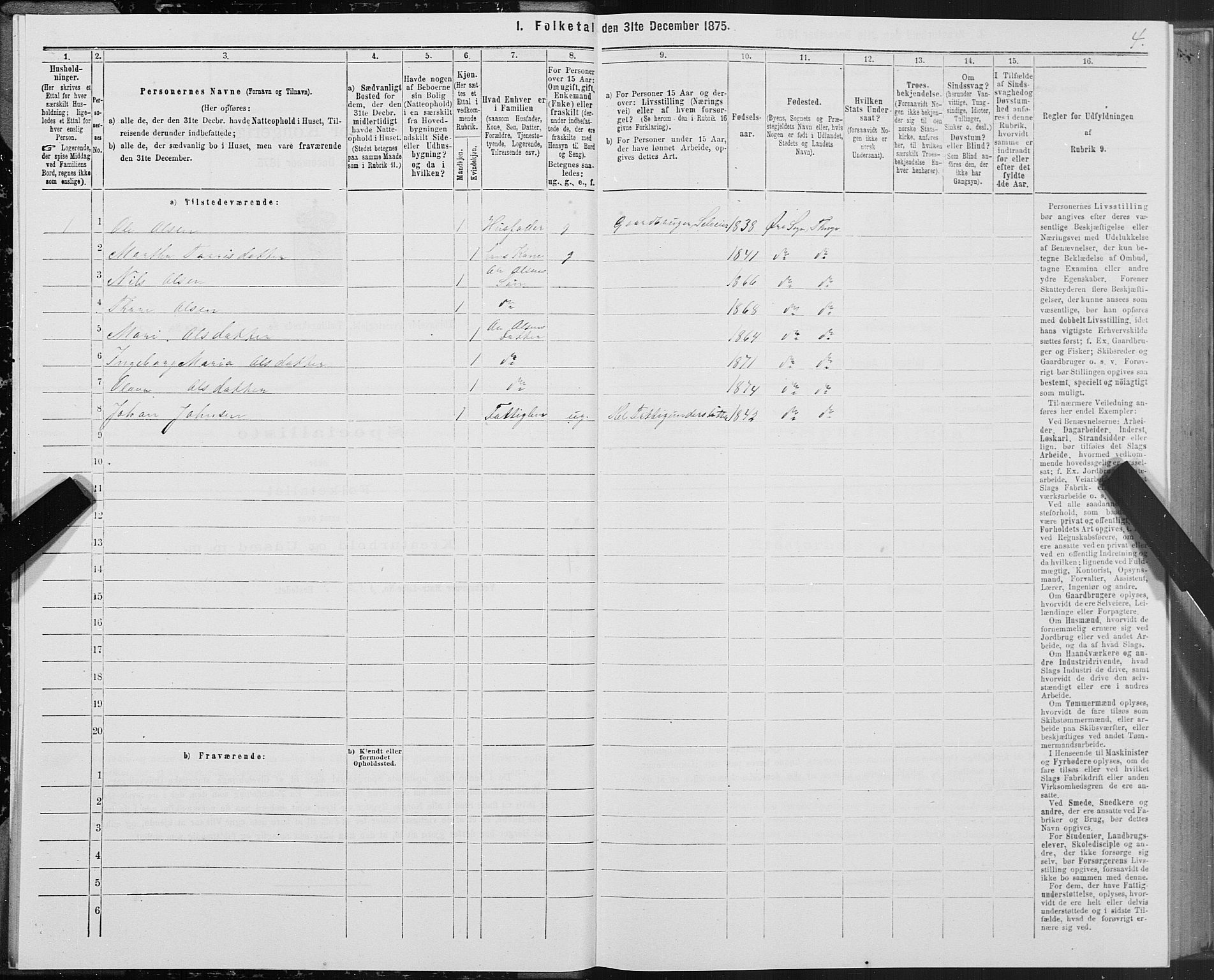 SAT, Folketelling 1875 for 1560P Tingvoll prestegjeld, 1875, s. 7004