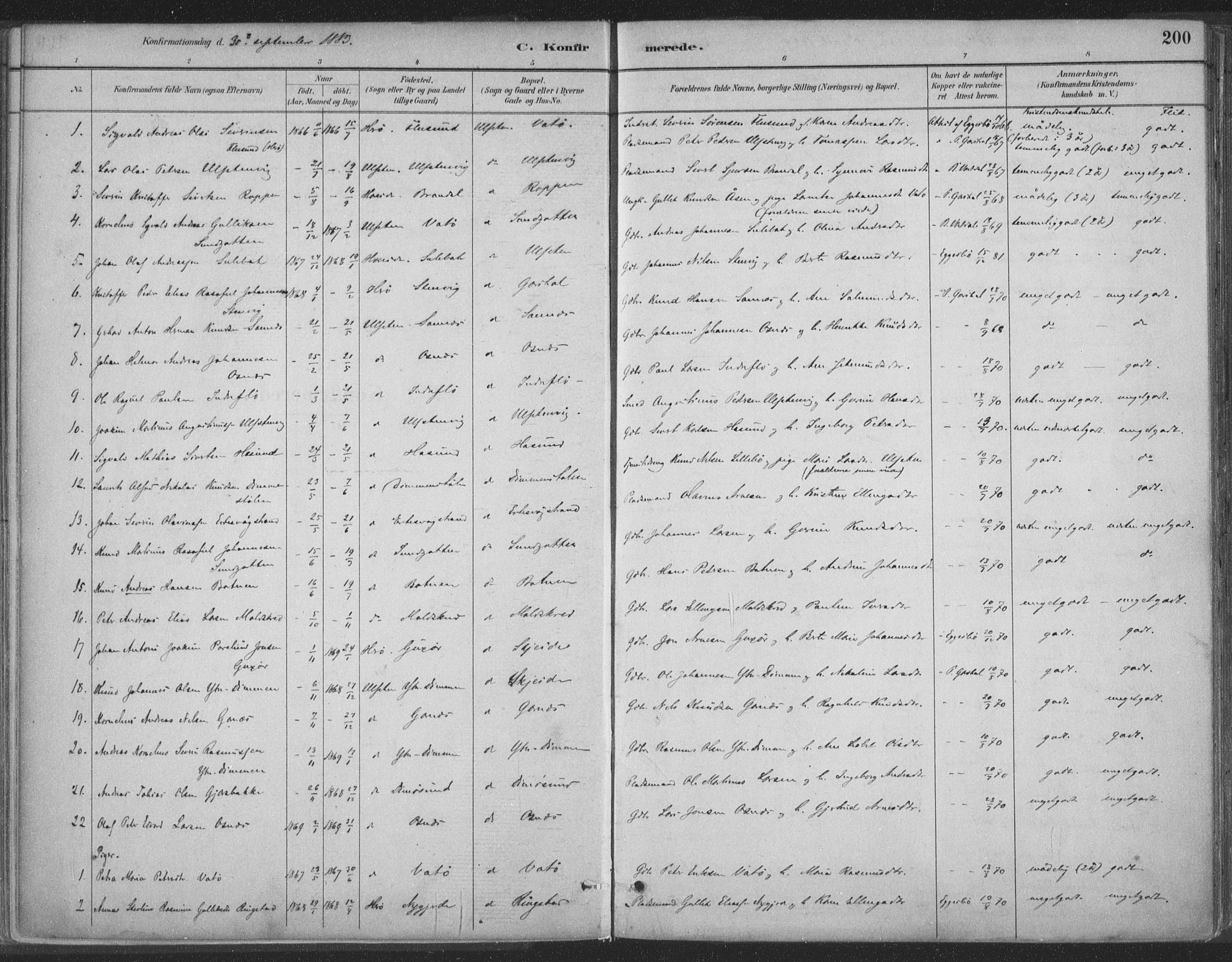 Ministerialprotokoller, klokkerbøker og fødselsregistre - Møre og Romsdal, SAT/A-1454/509/L0106: Ministerialbok nr. 509A04, 1883-1922, s. 200