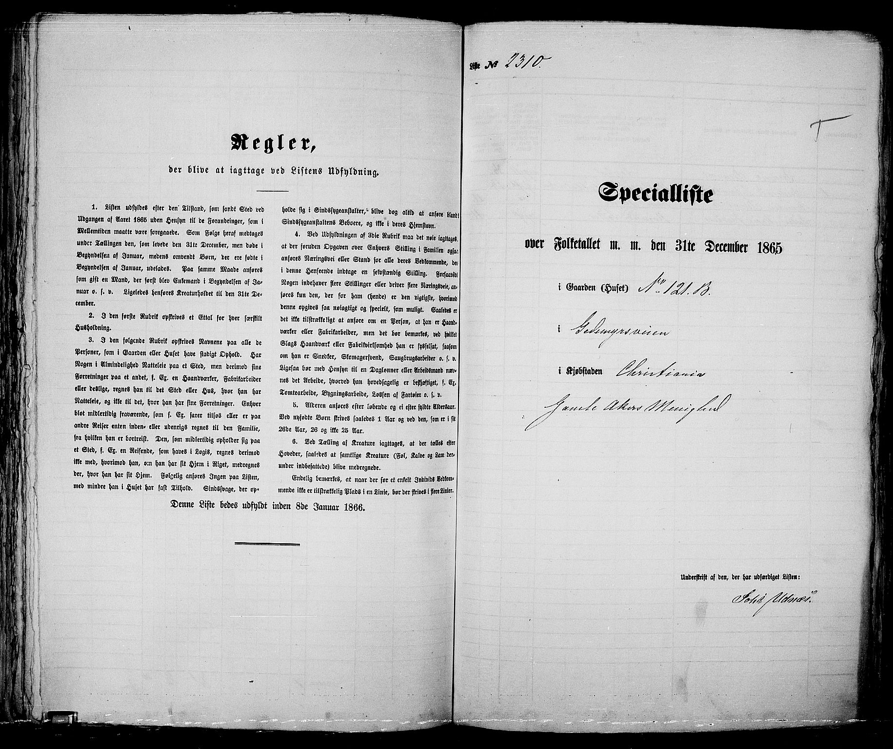RA, Folketelling 1865 for 0301 Kristiania kjøpstad, 1865, s. 5148
