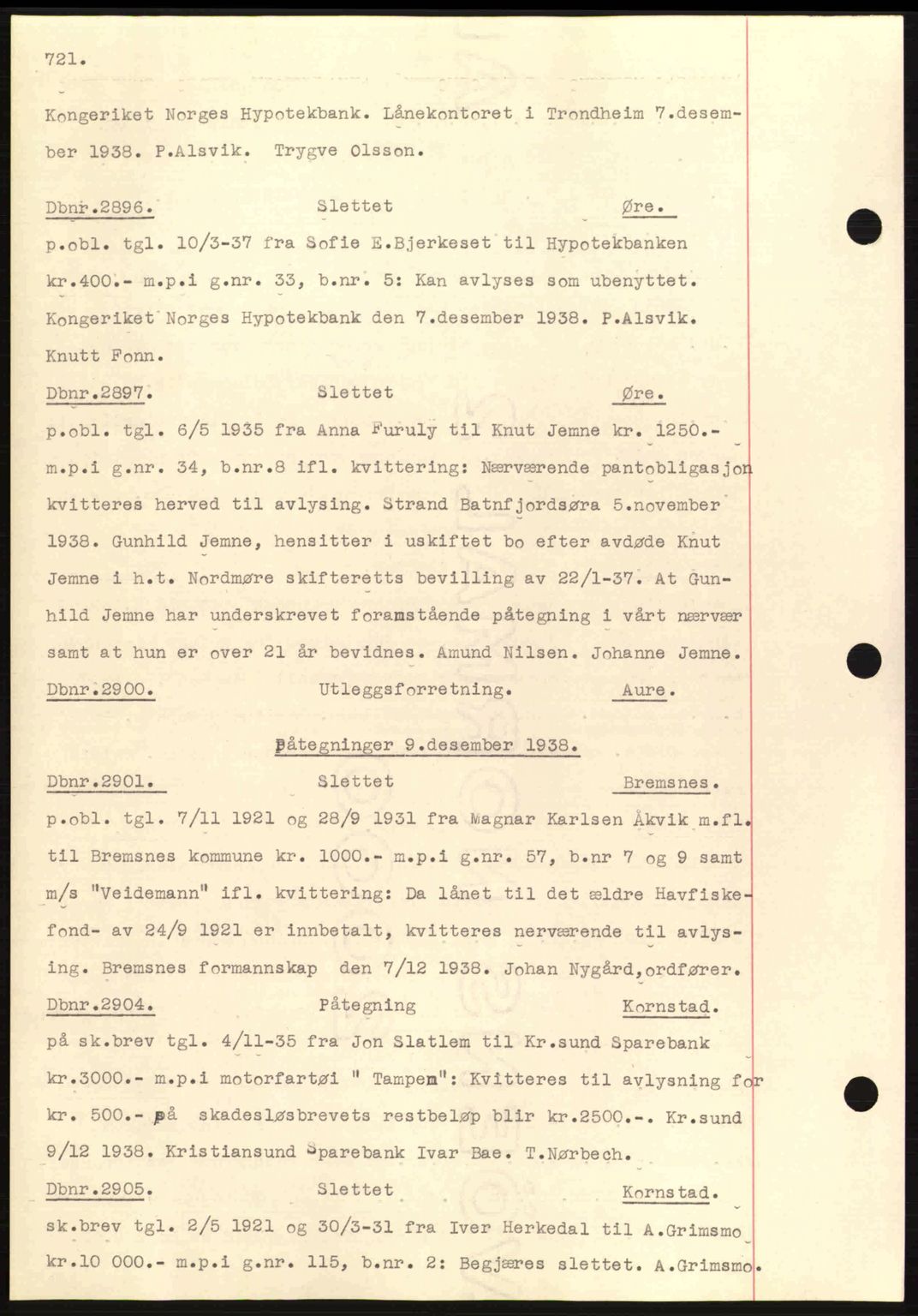 Nordmøre sorenskriveri, SAT/A-4132/1/2/2Ca: Pantebok nr. C80, 1936-1939, Dagboknr: 2896/1938