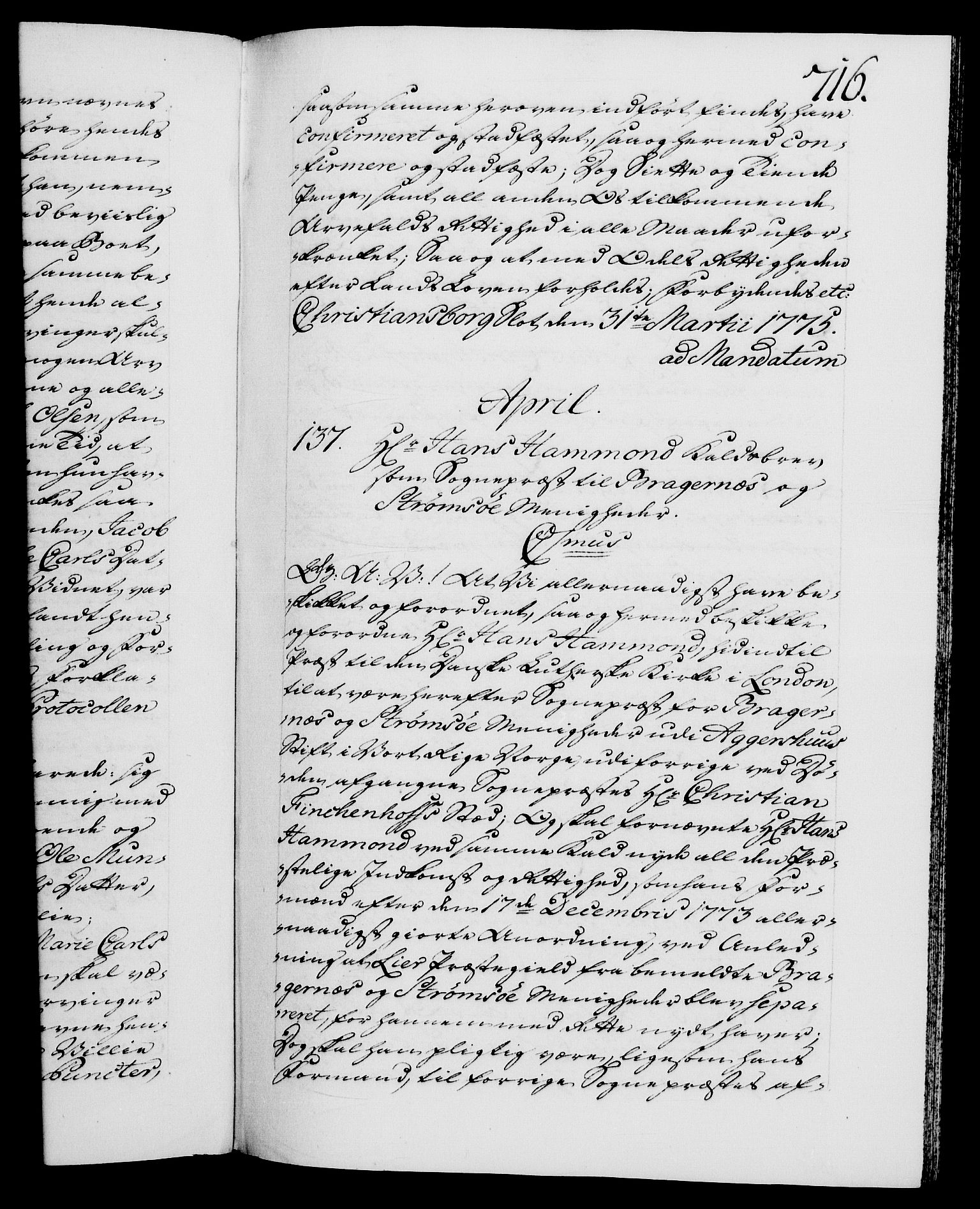 Danske Kanselli 1572-1799, RA/EA-3023/F/Fc/Fca/Fcaa/L0046: Norske registre, 1773-1775, s. 716a