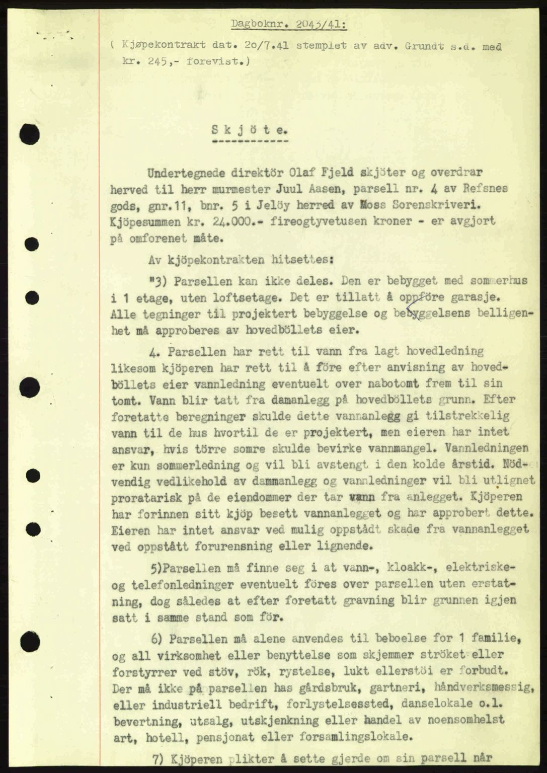 Moss sorenskriveri, SAO/A-10168: Pantebok nr. A9, 1941-1942, Dagboknr: 2043/1941
