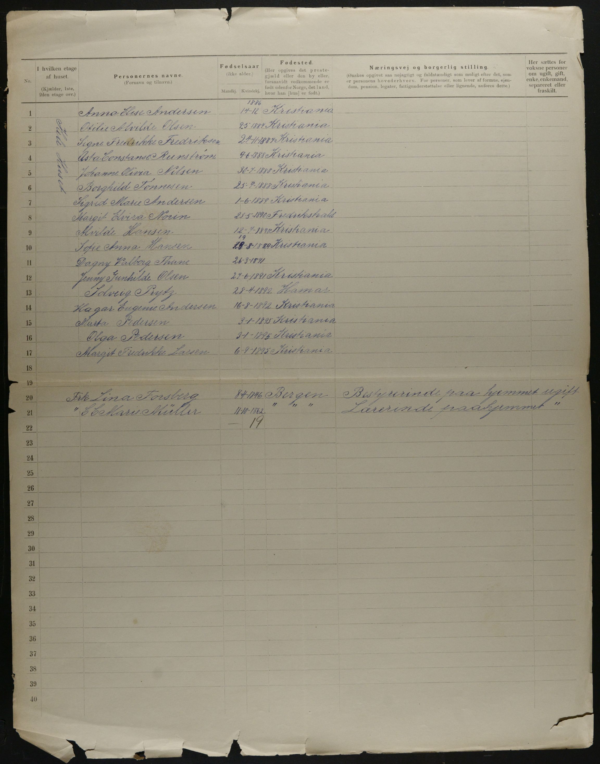 OBA, Kommunal folketelling 31.12.1901 for Kristiania kjøpstad, 1901, s. 18940