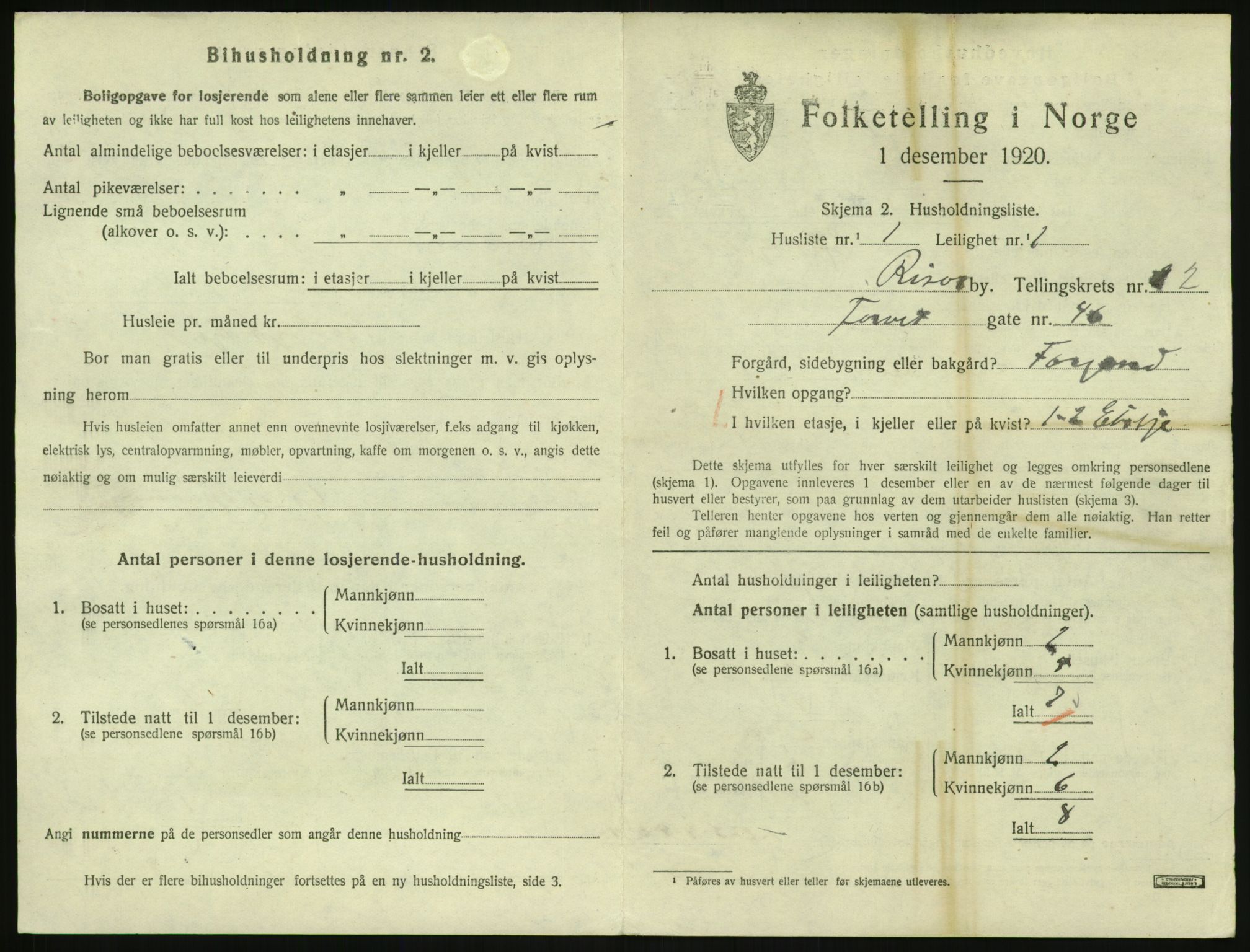 SAK, Folketelling 1920 for 0901 Risør kjøpstad, 1920, s. 1943