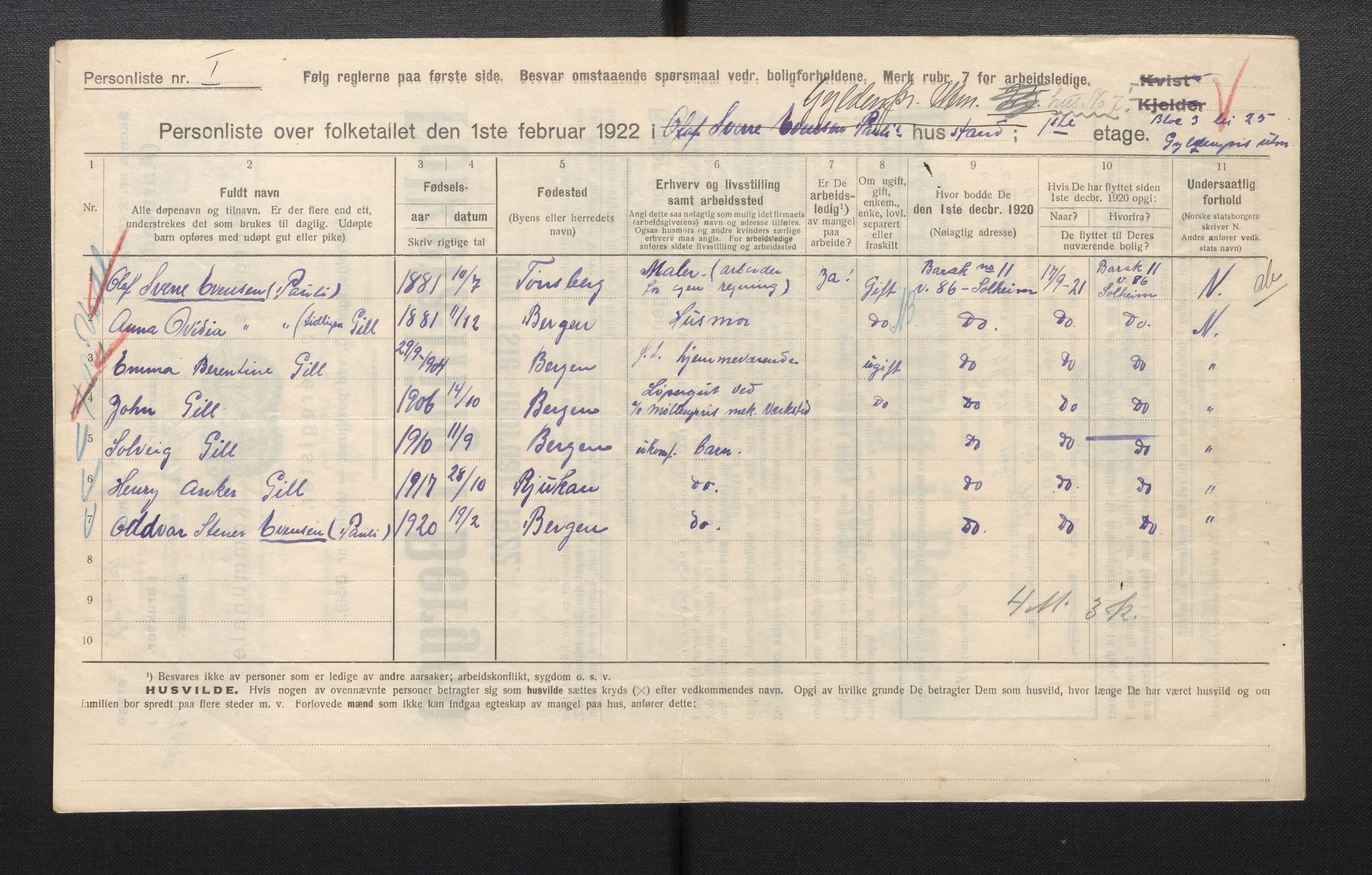 SAB, Kommunal folketelling 1922 for Bergen kjøpstad, 1922, s. 49834