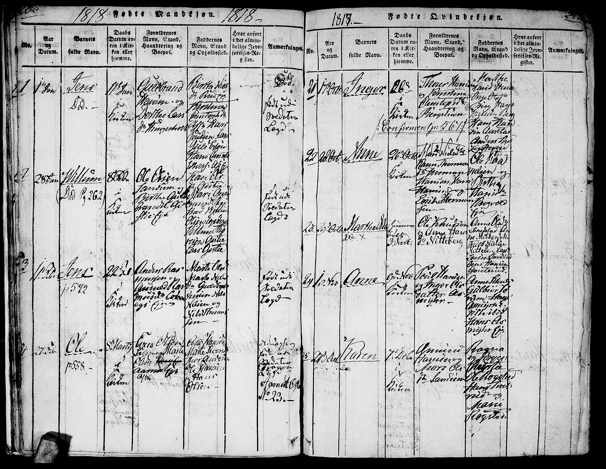 Gjerdrum prestekontor Kirkebøker, AV/SAO-A-10412b/G/Ga/L0001: Klokkerbok nr. I 1, 1816-1837, s. 20-21