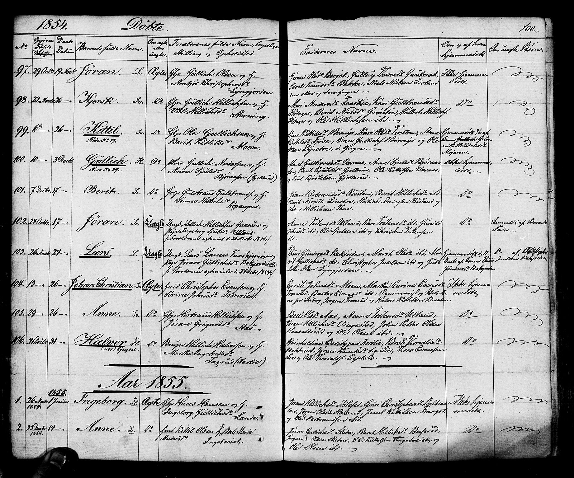 Flesberg kirkebøker, AV/SAKO-A-18/F/Fa/L0006: Ministerialbok nr. I 6, 1834-1860, s. 100