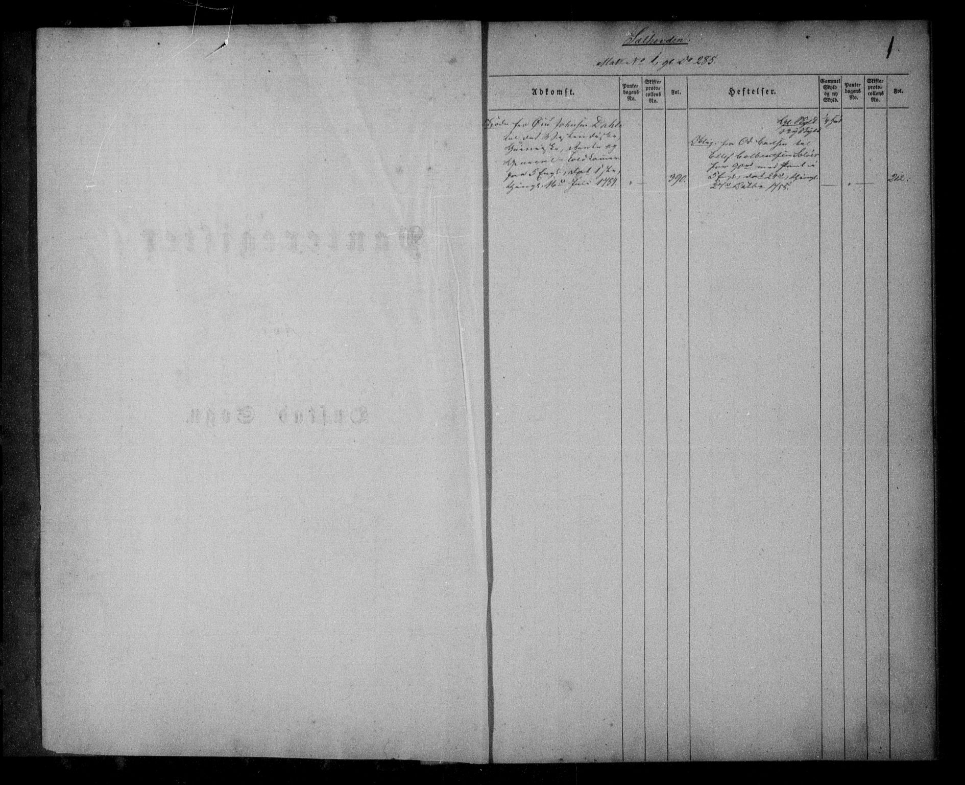 Lister sorenskriveri, SAK/1221-0003/G/Ga/L0002: Panteregister nr. 2, 1738-1810, s. 1