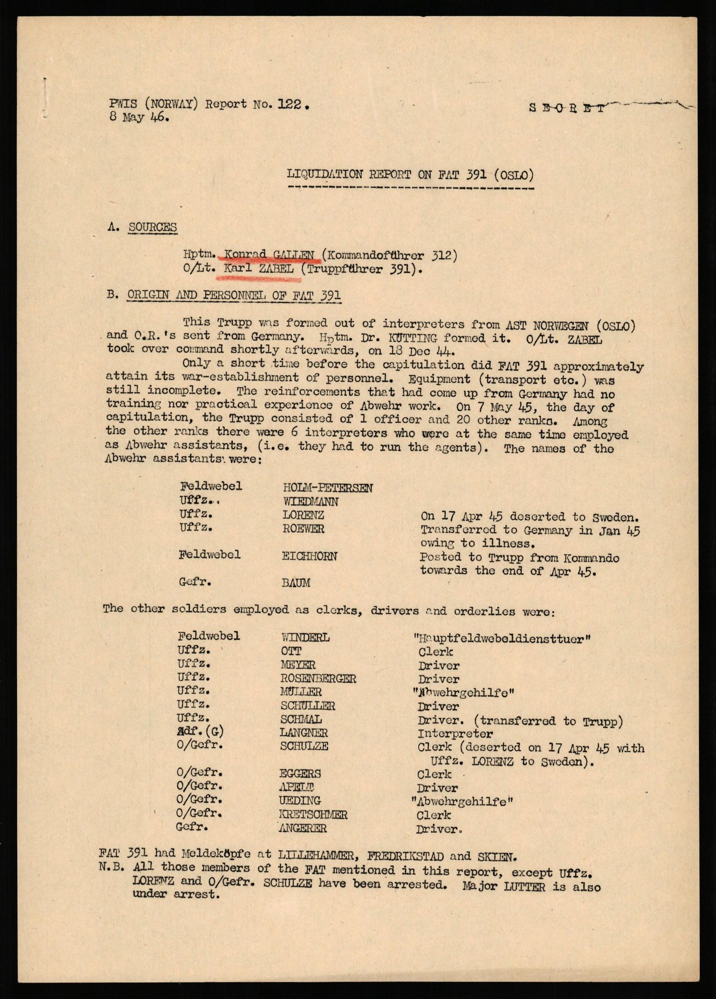 Forsvaret, Forsvarets overkommando II, AV/RA-RAFA-3915/D/Db/L0037: CI Questionaires. Tyske okkupasjonsstyrker i Norge. Tyskere., 1945-1946, s. 17