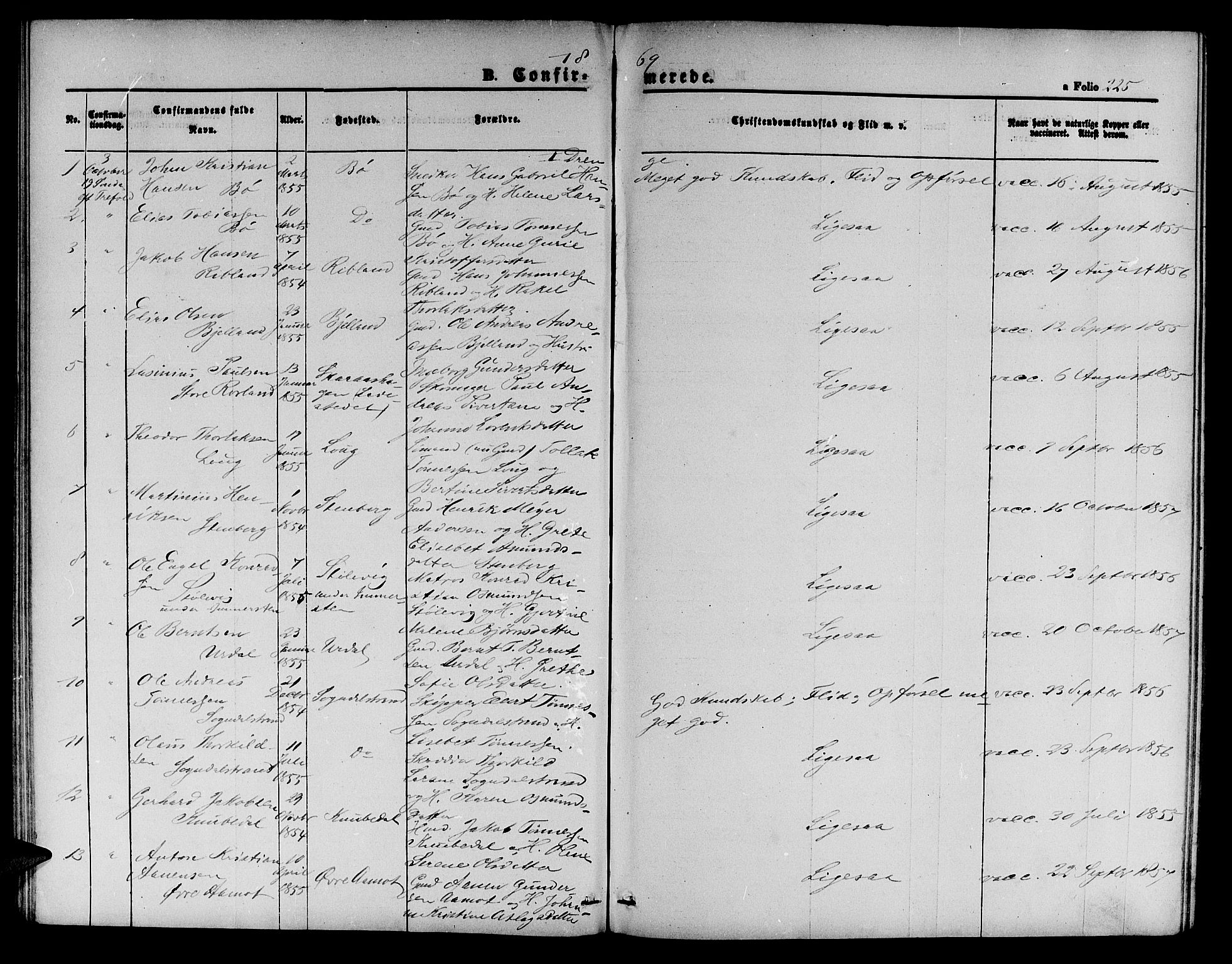 Sokndal sokneprestkontor, AV/SAST-A-101808: Klokkerbok nr. B 3, 1865-1879, s. 225