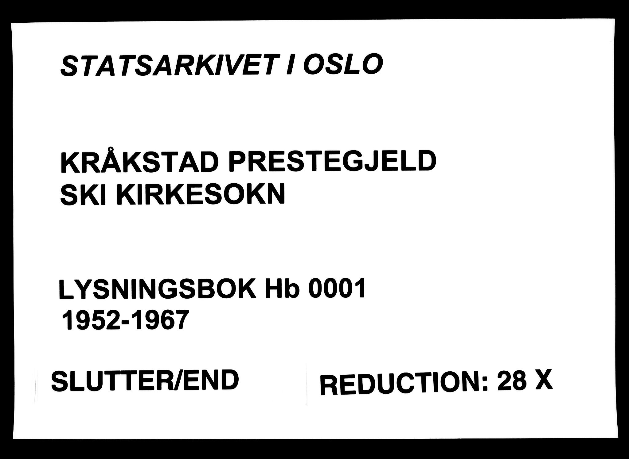 Kråkstad prestekontor Kirkebøker, AV/SAO-A-10125a/H/Hb/L0002: Lysningsprotokoll nr. II 2, 1952-1967